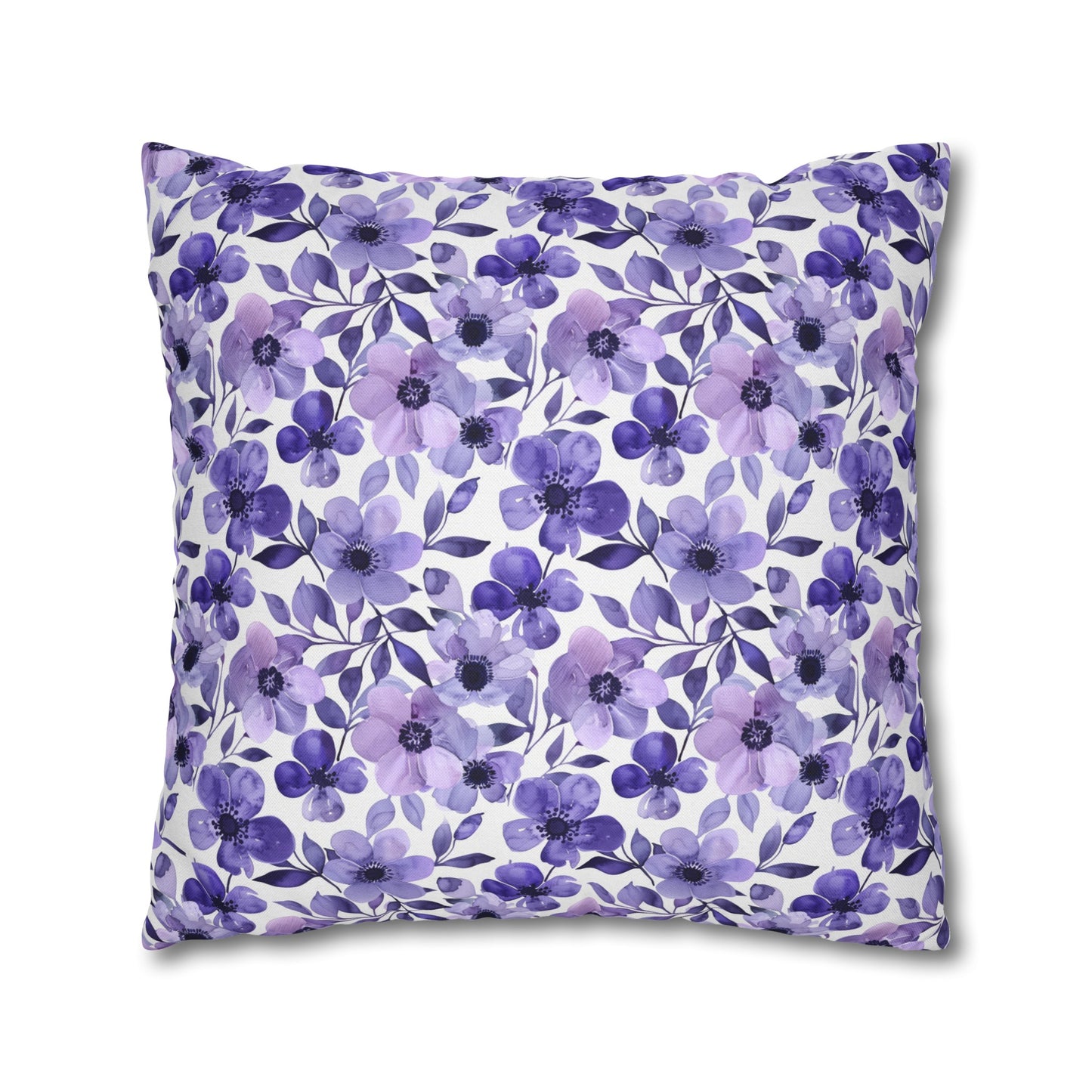 Elegant Purple Watercolor Blossoms Spun Polyester Square Pillowcase 4 Sizes