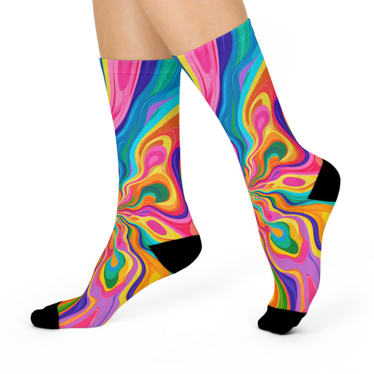 Rainbow Fusion Swirl Cushioned Crew Socks