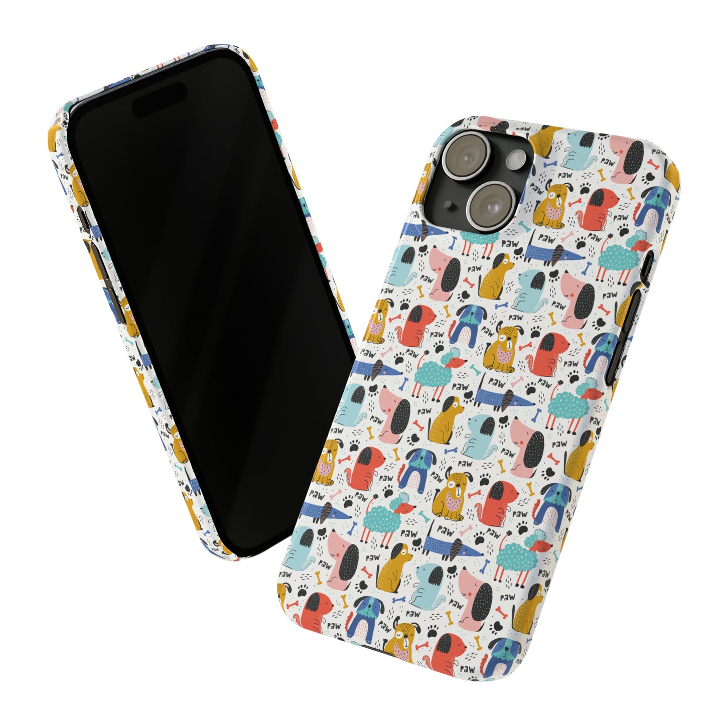 Playful Pups: Colorful Cartoon Dogs Iphone 15-12 Slim Phone Case