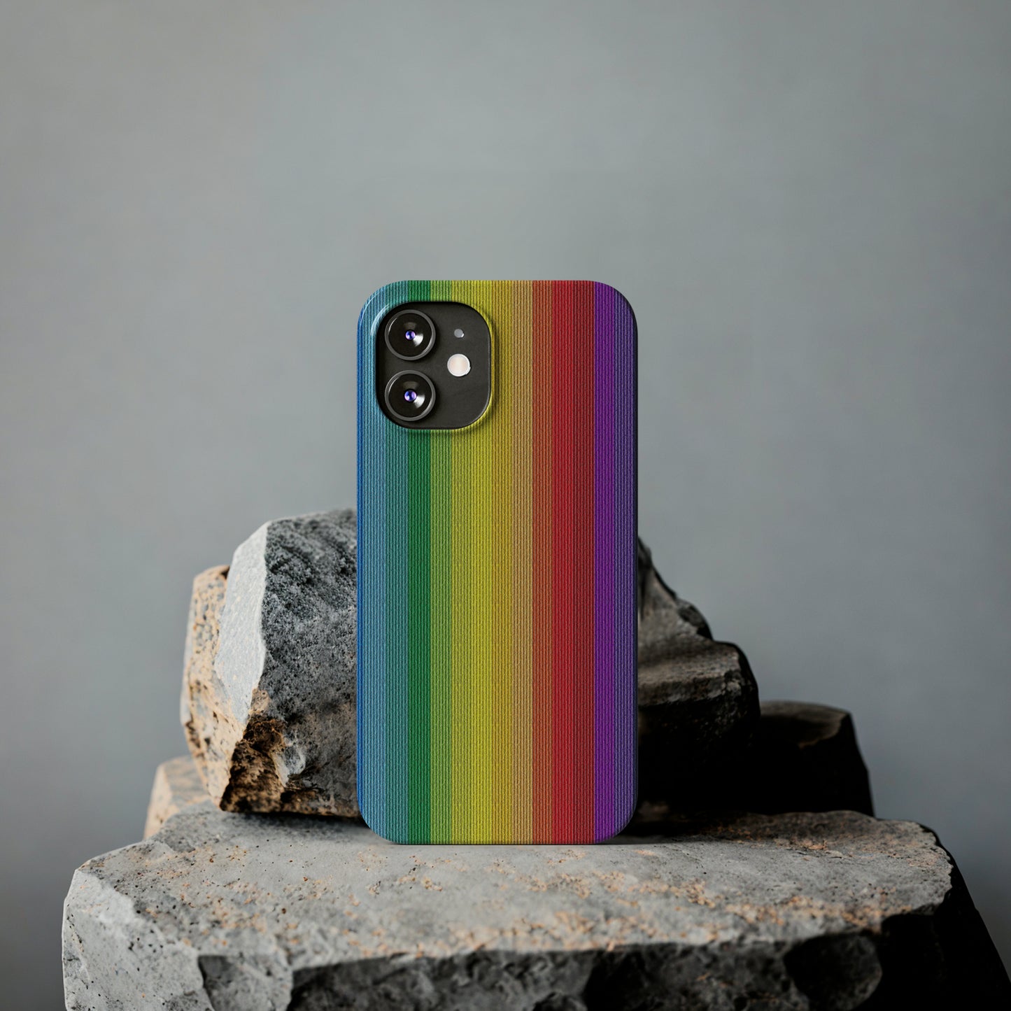 Rainbow Stripe Design Iphone 15-12 Slim Phone Case