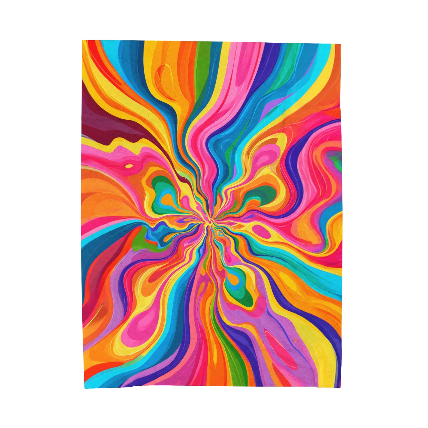 Color Rainbow Fusion Swirl Velveteen Plush Blanket 3 Sizes