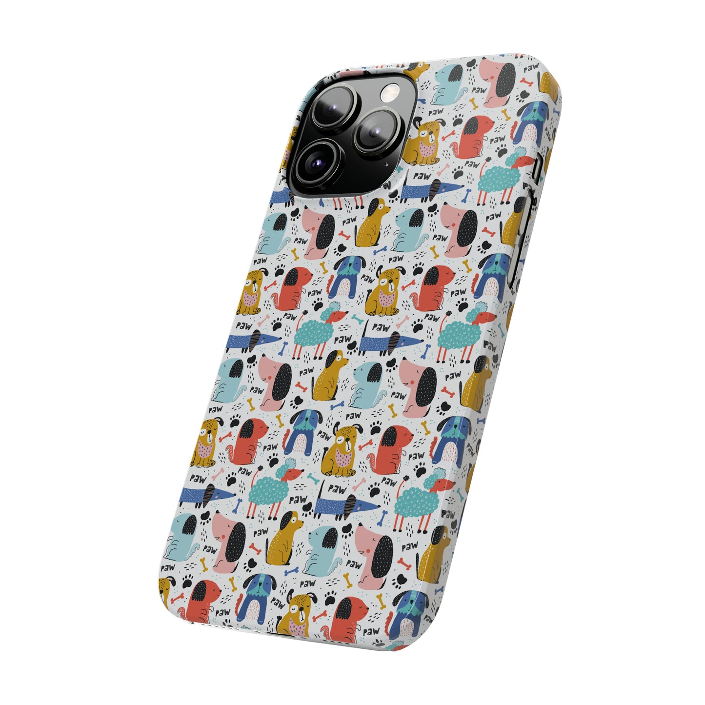 Playful Pups: Colorful Cartoon Dogs Iphone 15-12 Slim Phone Case