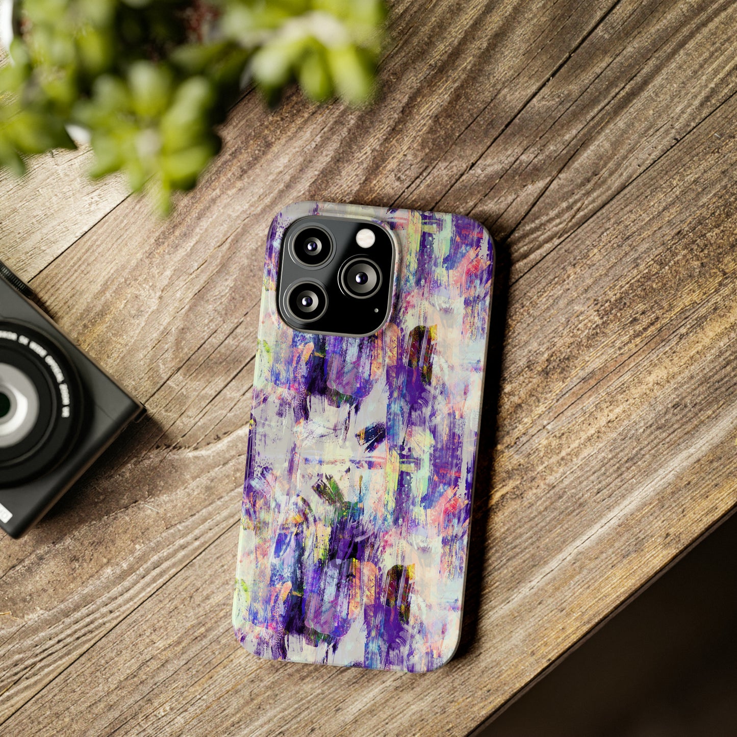 Purple Spring Painted Abstract Iphone 15-12 Slim Phone Case