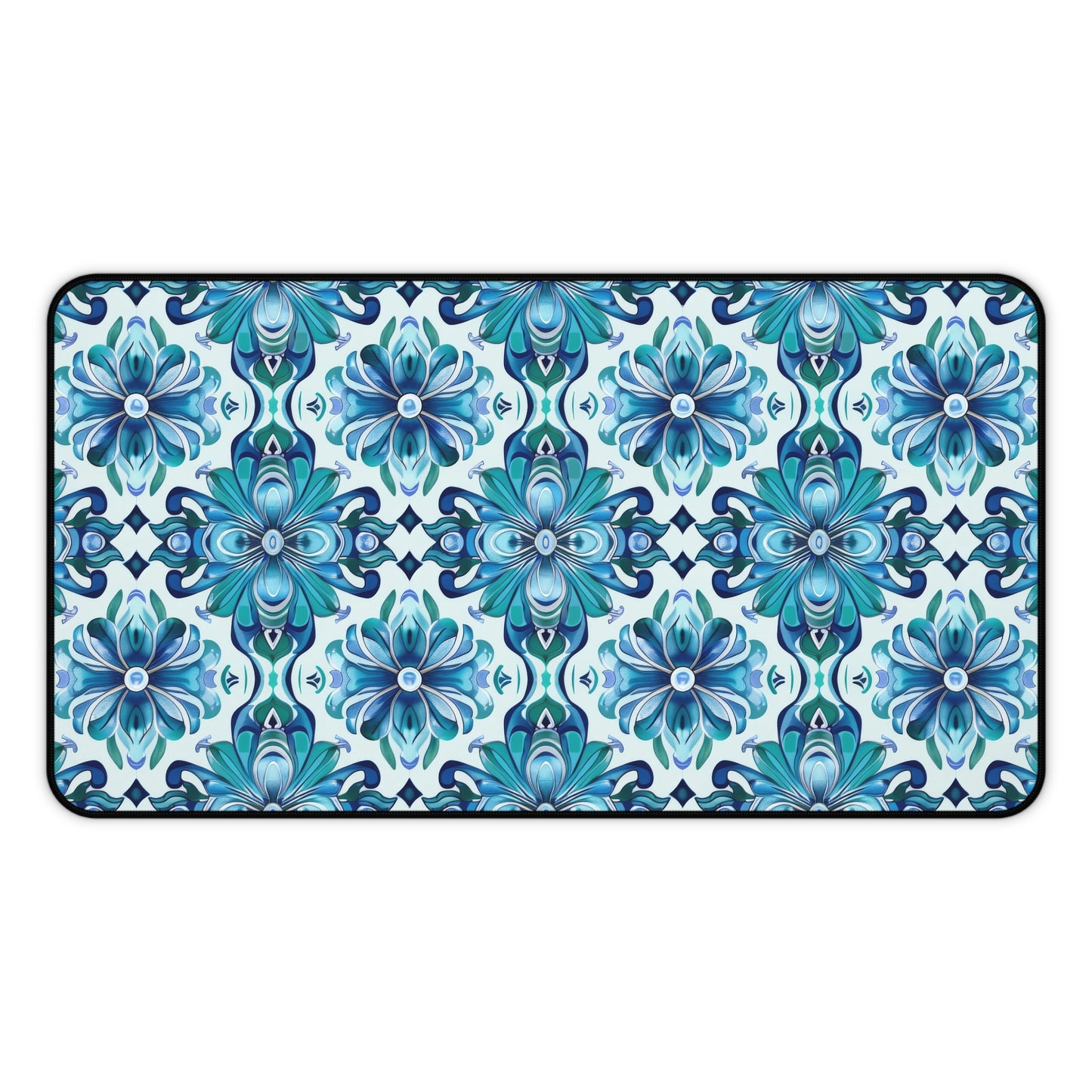 Majestic Florals in A Lush Array of Teal and Blue Blossoms Gaming Mouse Pad  Desk Mat  - 3 Sizes