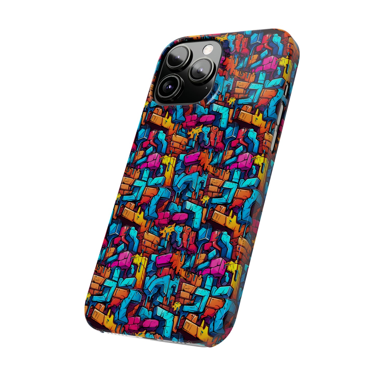 3D Rainbow Colored Graphic Blocks Design Iphone 15-12 Slim Phone Case