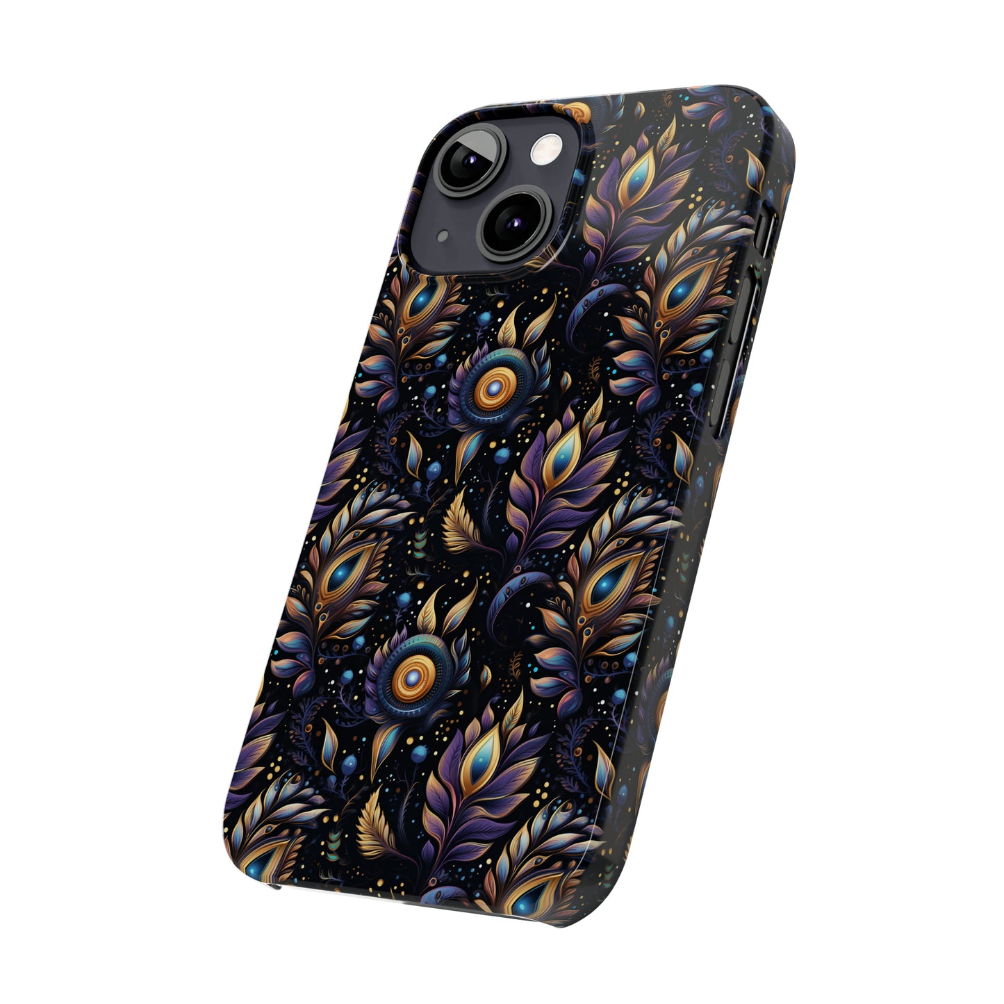 Mystical Enchanted Leaves and Celestial Stars Iphone 15-12 Slim Phone Case