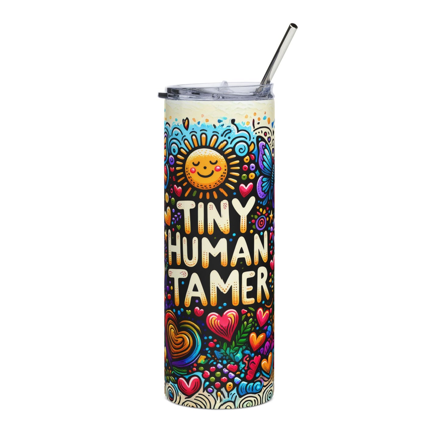 Tiny Human Tamer, Preschool Teacher Seamless Design 20 oz Skinny Tumbler