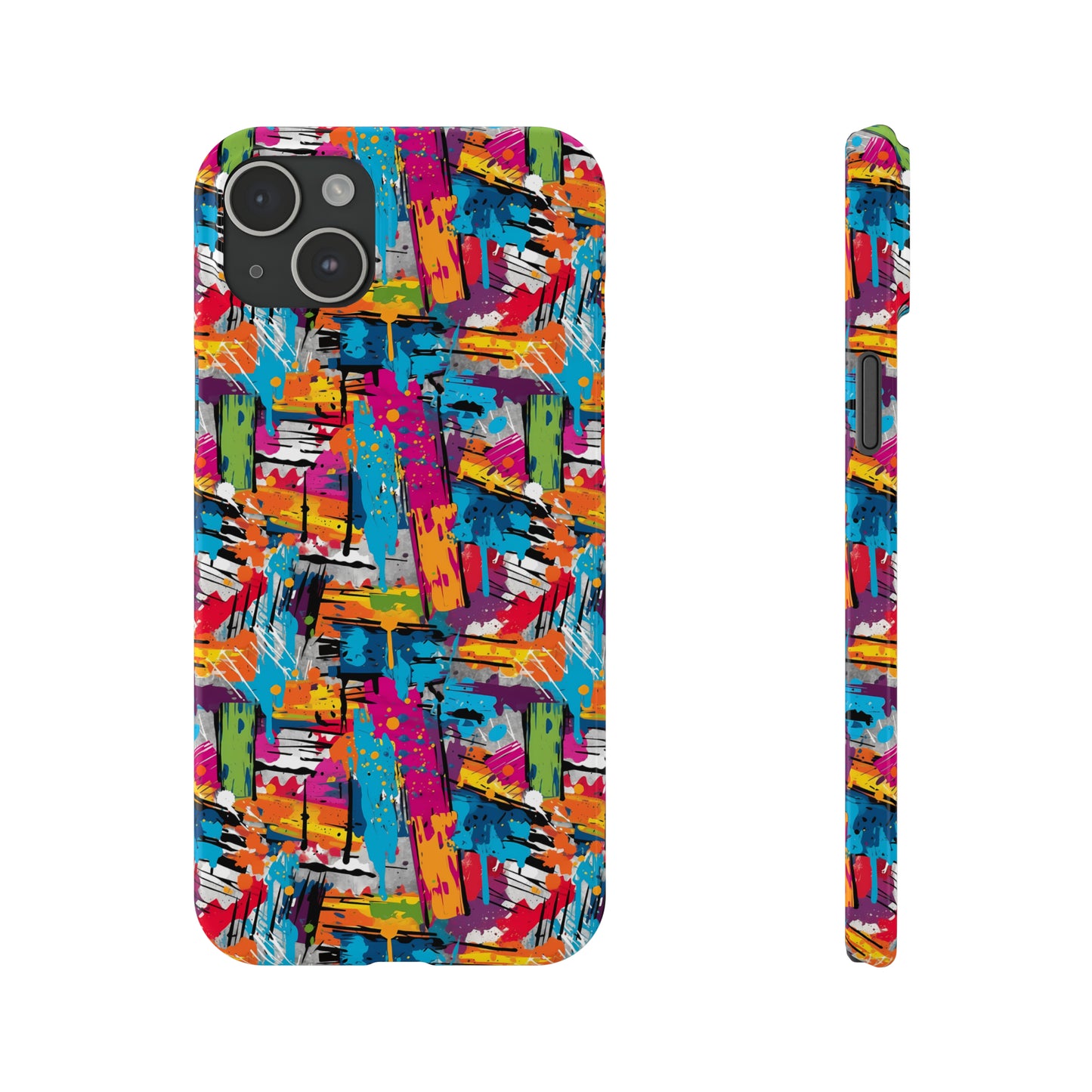 Abstract Brush Painted Colorful Design Iphone 15-12 Slim Phone Case