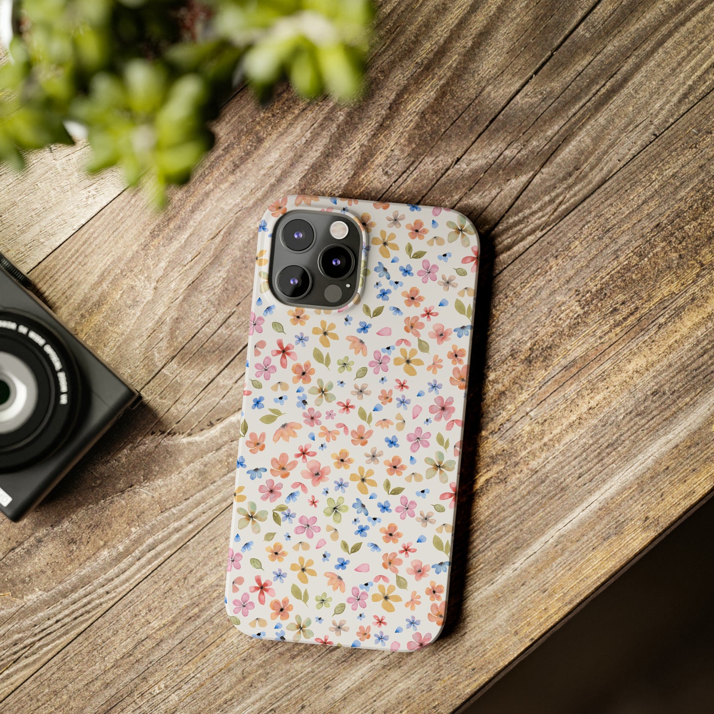 Tiny Pink, Yellow and Blue Flowers Iphone 15-12 Slim Phone Case