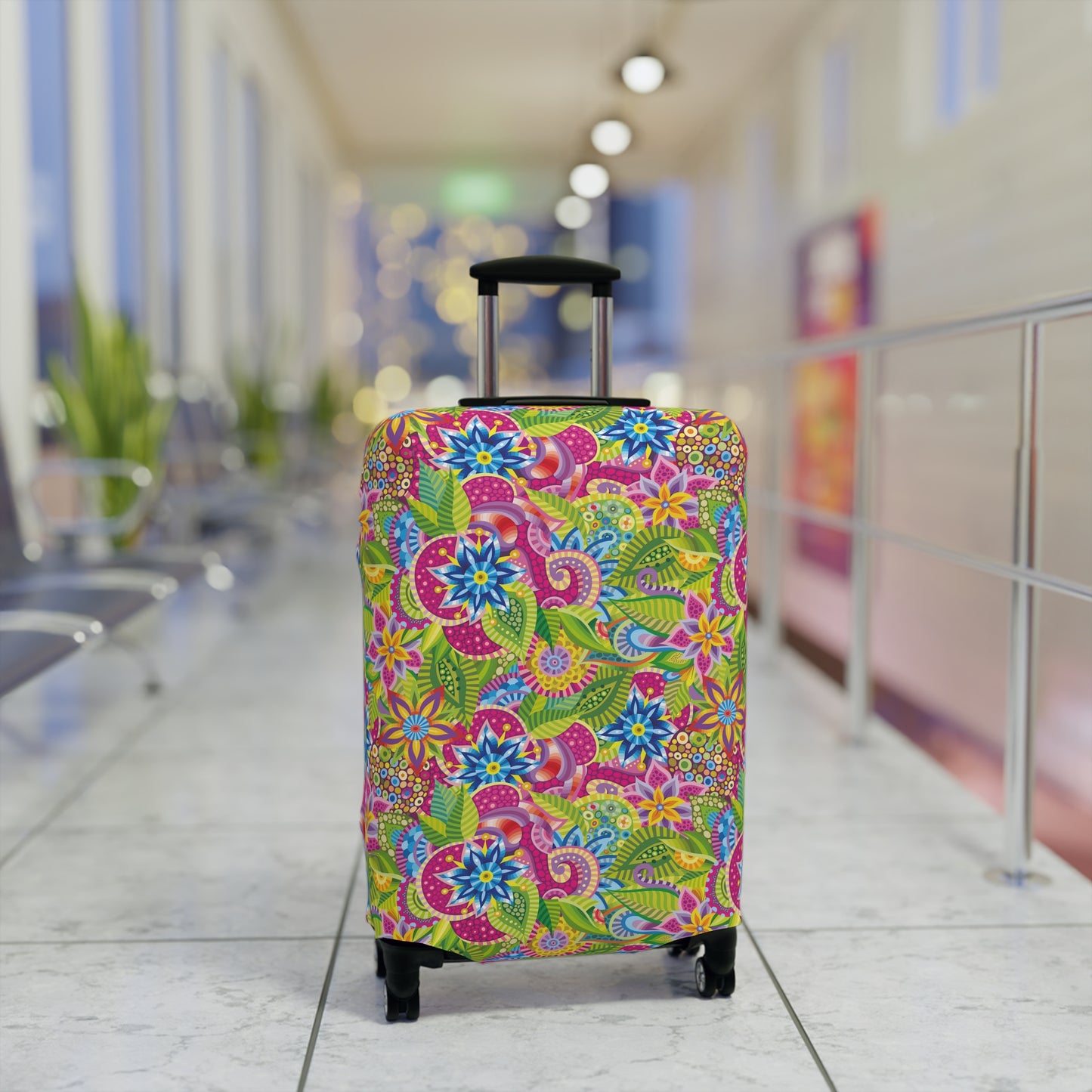 Vibrant Array of Abstract Flowers and Paisley in Rainbow Hues - Luggage Protector and Cover 3 Sizes