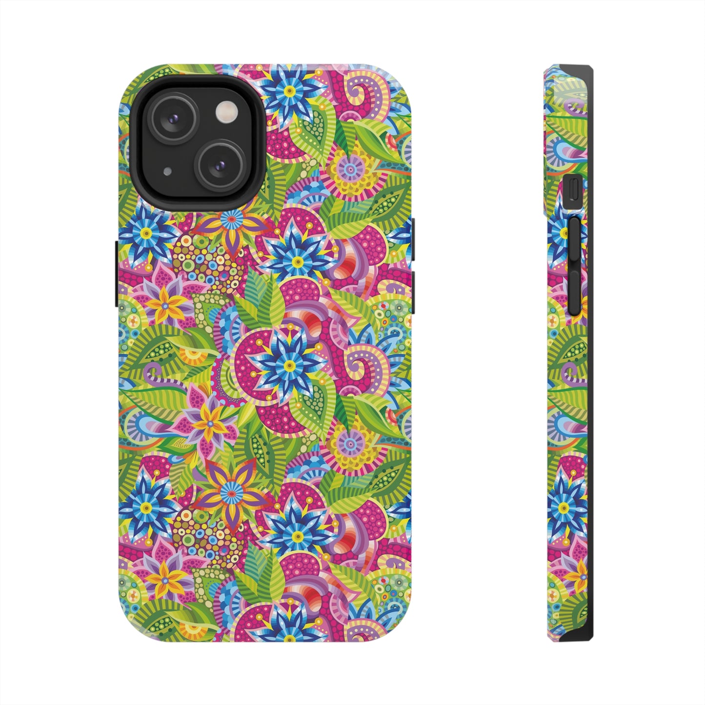 Vibrant Array of Abstract Flowers and Paisley in Rainbow Hues Iphone Tough Phone Case