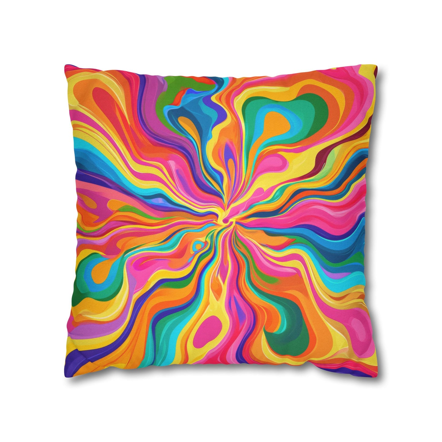 Color Rainbow Fusion Swirl Spun Polyester Square Pillowcase 4 Sizes