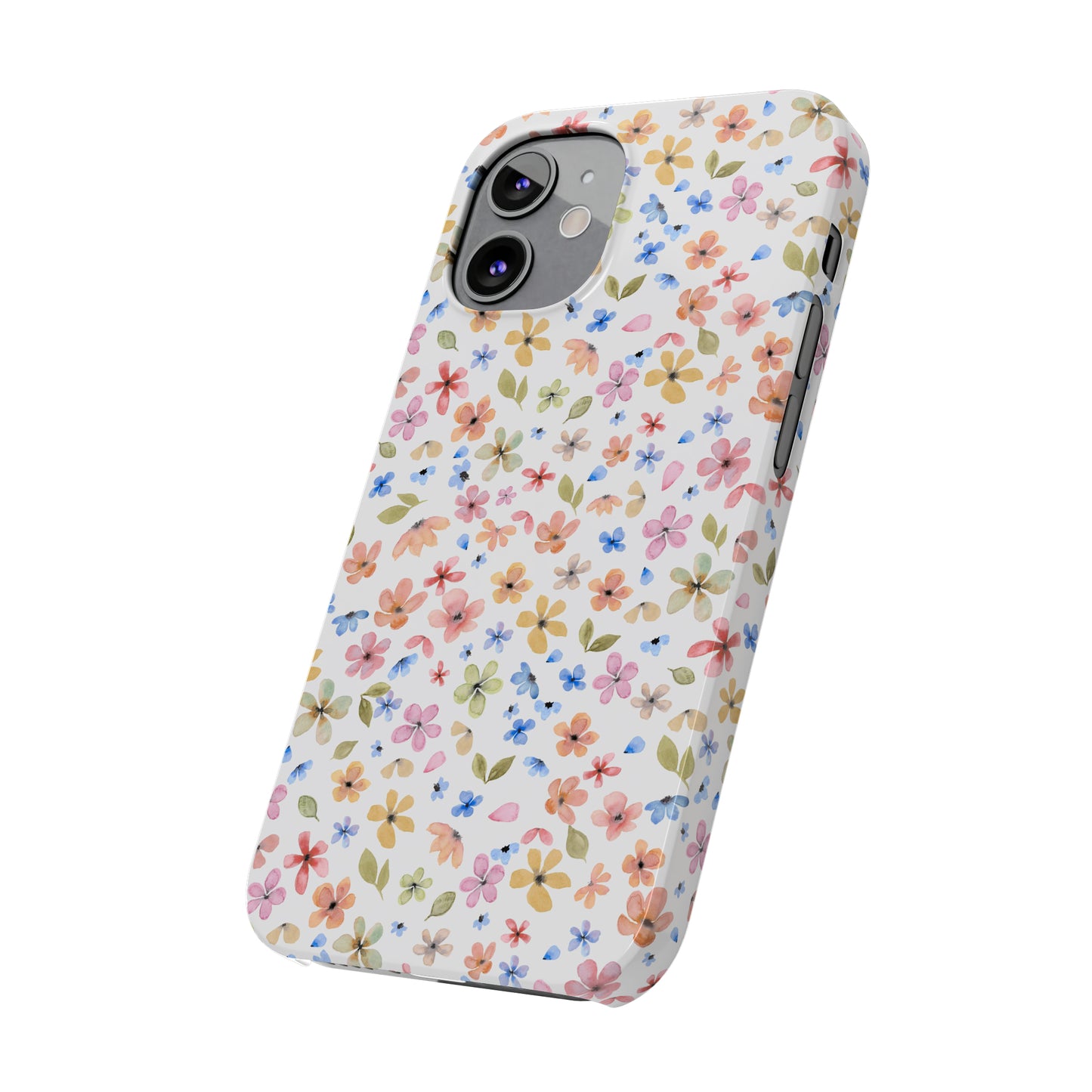 Tiny Pink, Yellow and Blue Flowers Iphone 15-12 Slim Phone Case