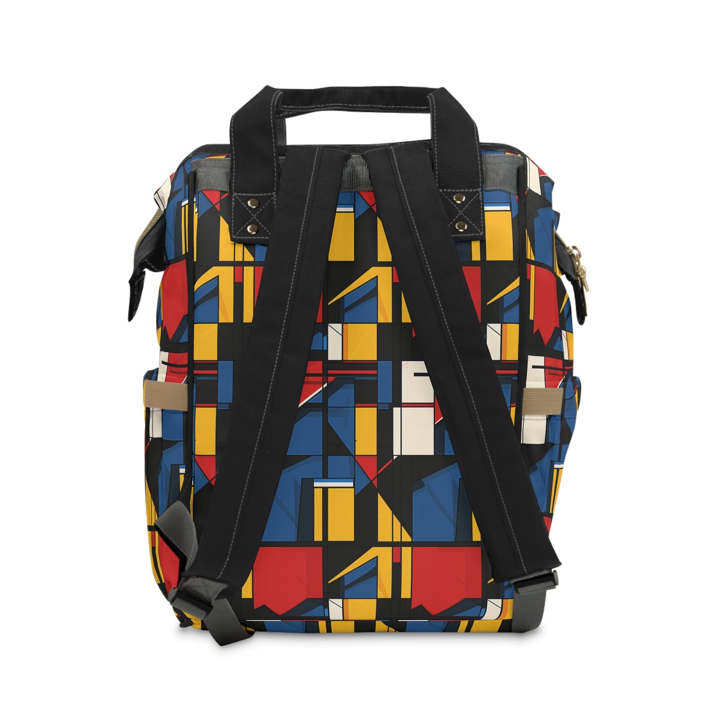 Mondrian-Inspired Bold Primary Colors and Black Lines Abstract Multifunctional Diaper Backpack