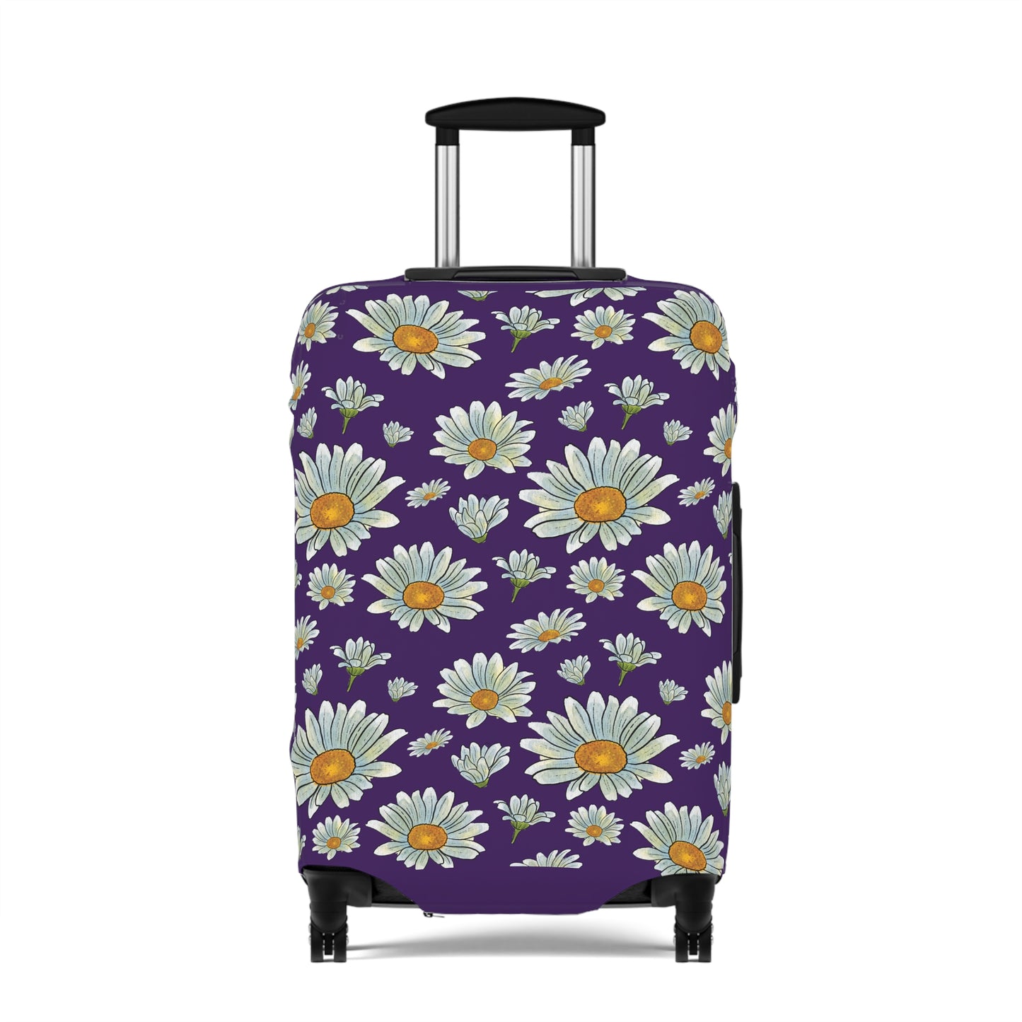 Large Watercolor Summer Daisies Blooming Against a Bold Purple Background  - Luggage Protector and Cover 3 Sizes