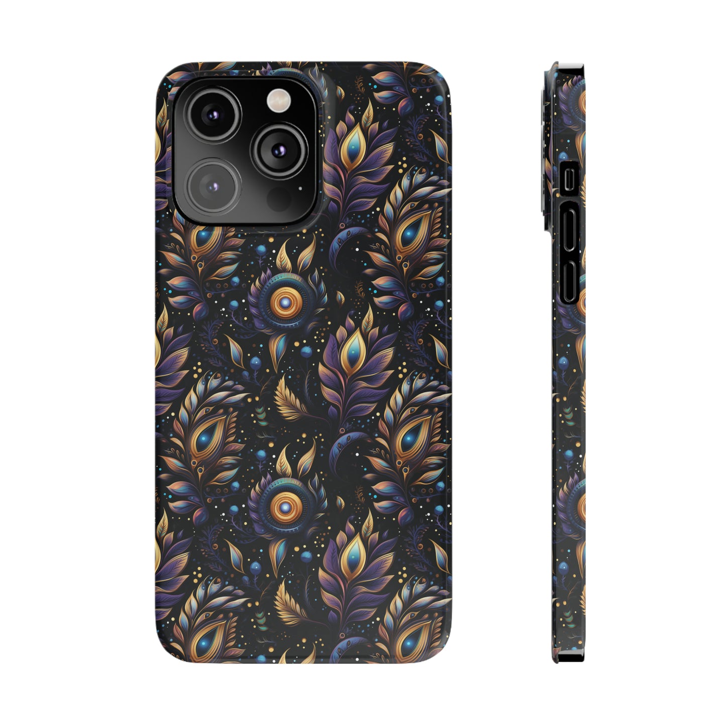 Mystical Enchanted Leaves and Celestial Stars Iphone 15-12 Slim Phone Case