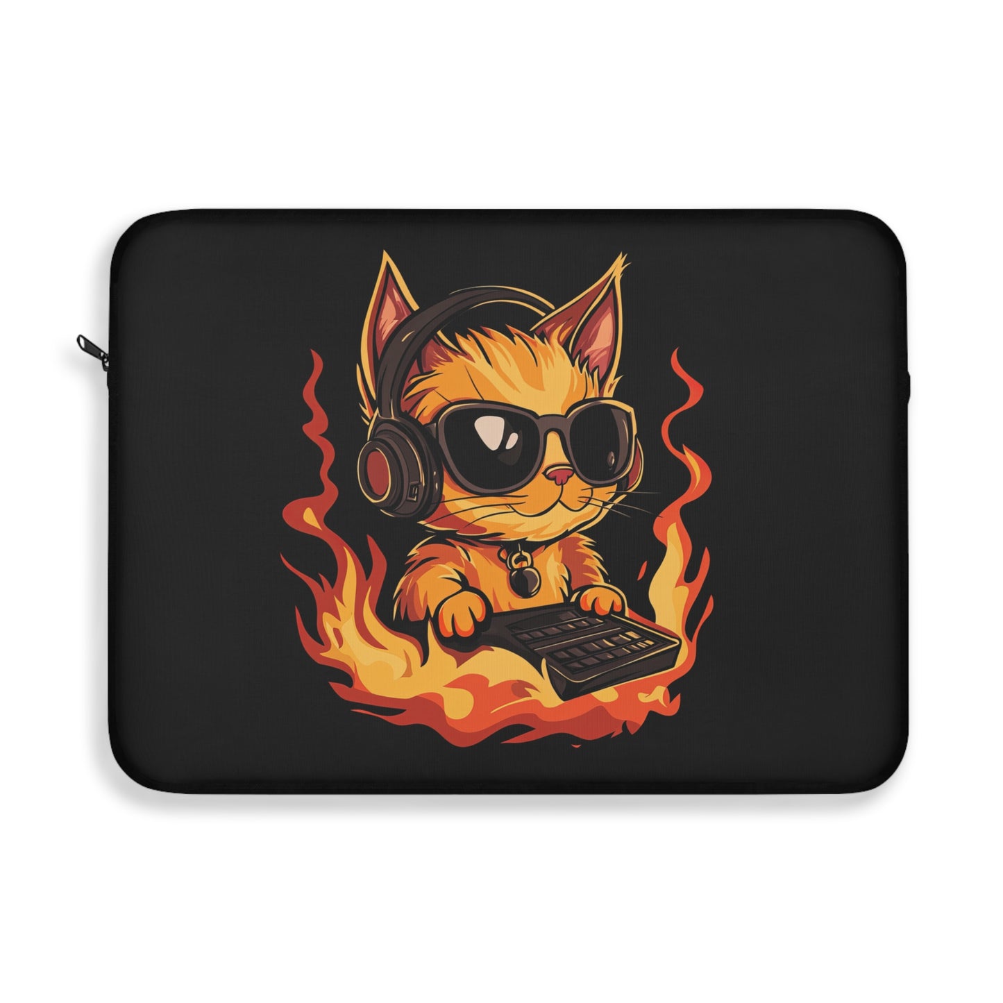 Fire Beats DJ Kitten on the Mix  Laptop or Ipad Protective Sleeve 3 Sizes Available