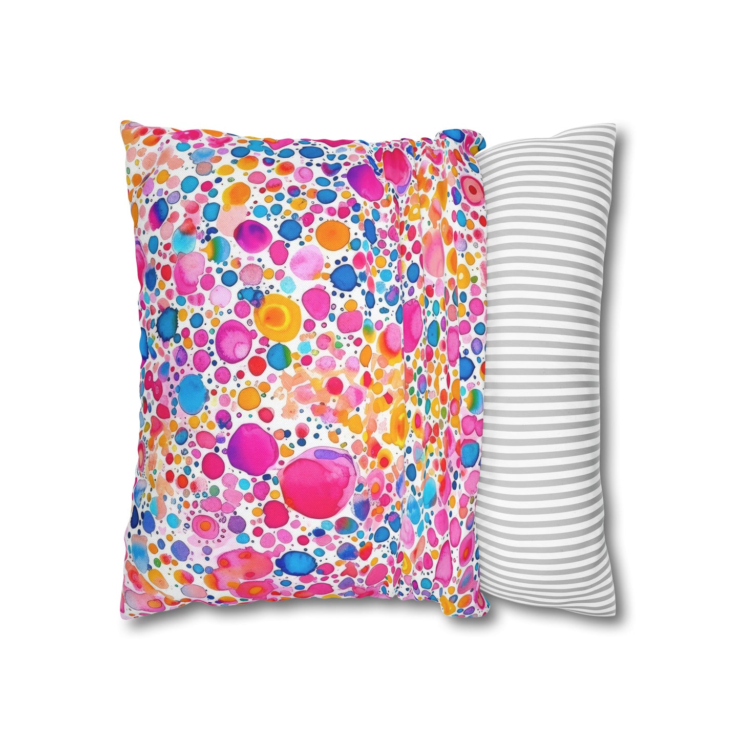 Prismatic Splatter: Rainbow Watercolor Explosion Spun Polyester Square Pillowcase 4 Sizes