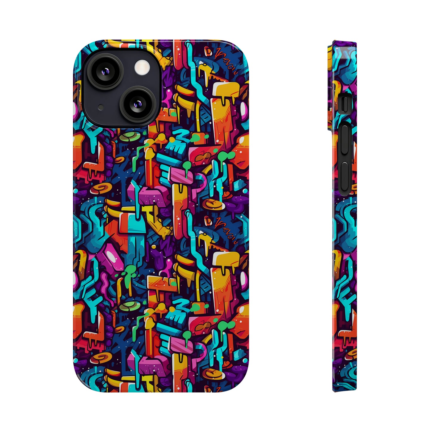 3D Abstract Colorful Street Graffiti Art Design Iphone 15-12 Slim Phone Case