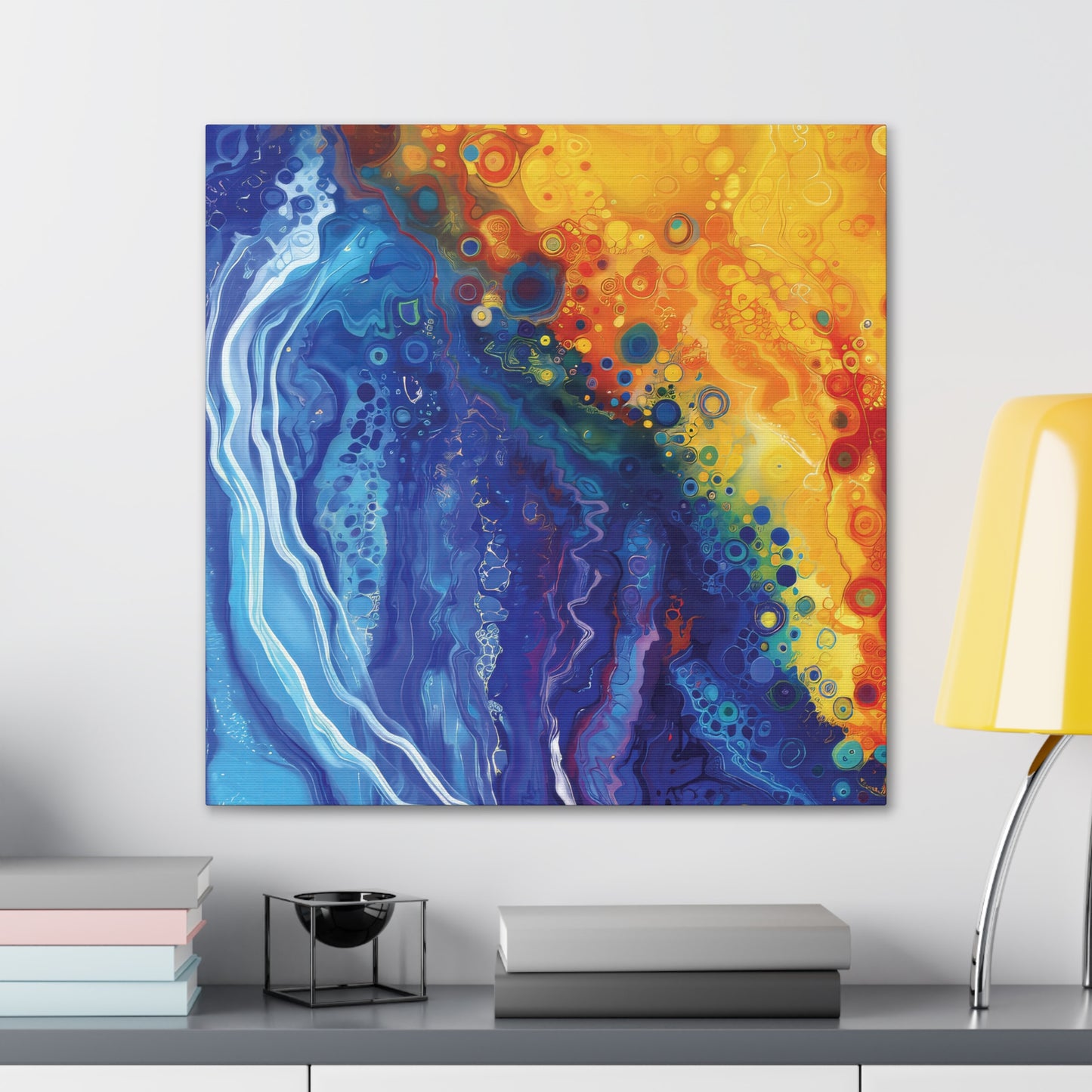 Sun and Space Alcohol Ink Print on Canvas Gallery Wraps  - 5 Sizes