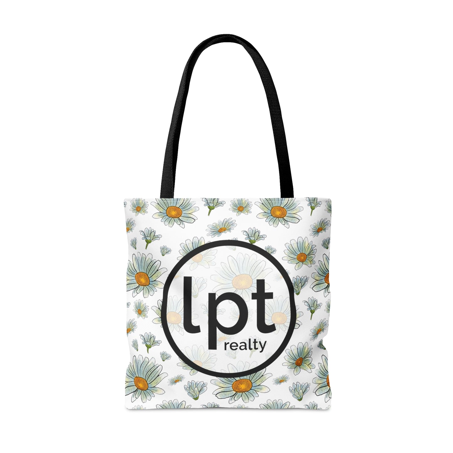 LPT Realty Logo on Watercolor Daisies Design - Canvas Tote 3 Sizes