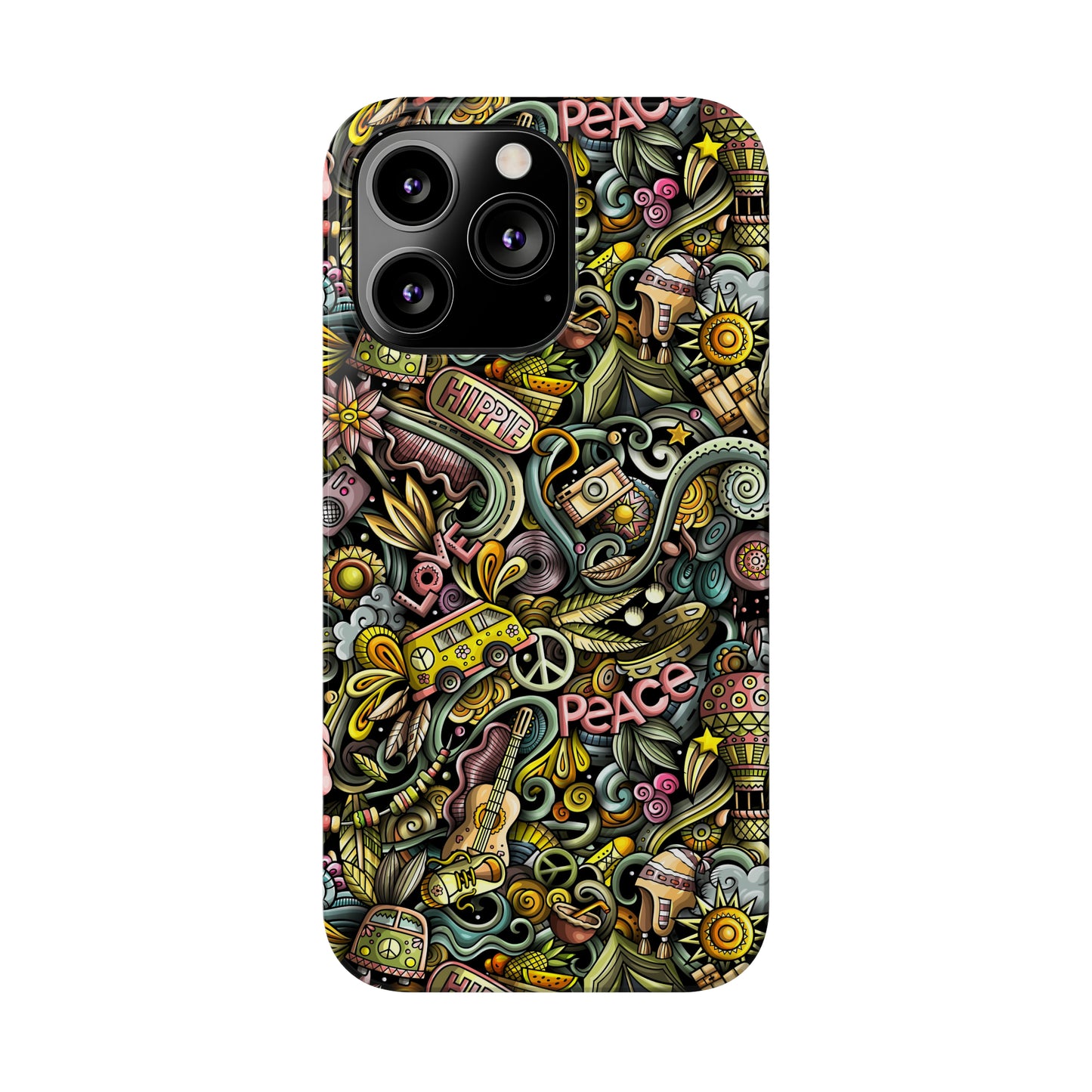 Peace, Love & VW Fun Cartoon Design Iphone 15-12 Slim Phone Case