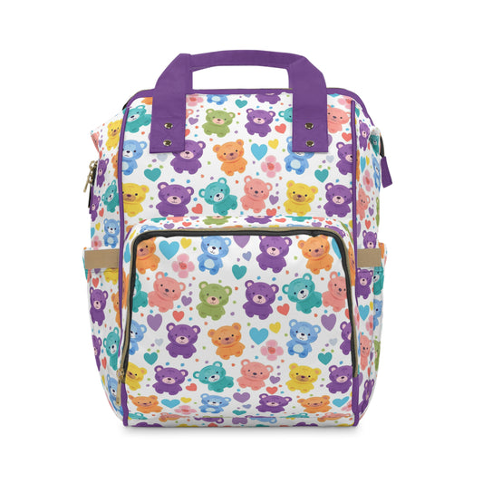 Rainbow Bears: Vibrant Cartoon Bear Extravaganza Multifunctional Diaper Backpack