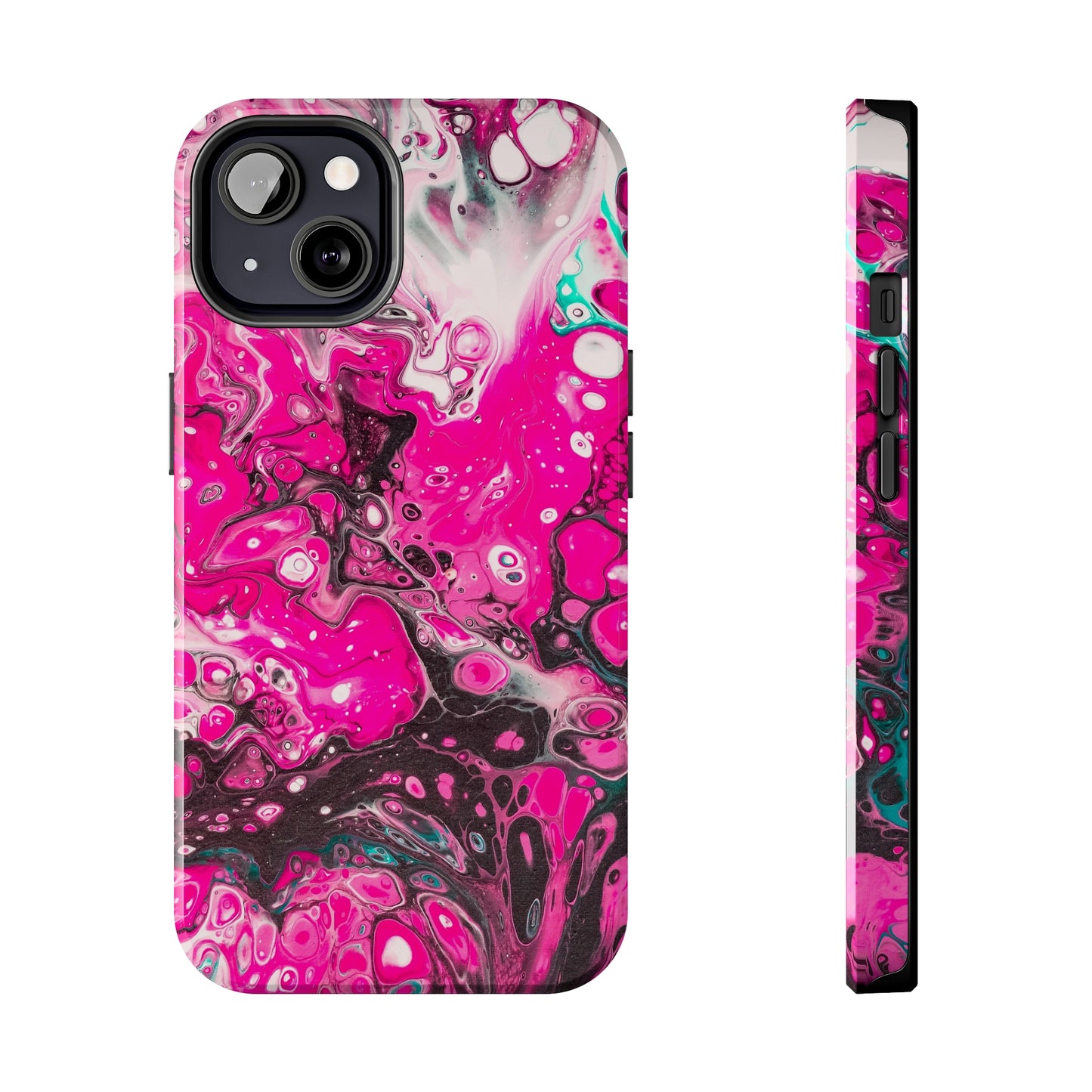 Pink, Black and White Alcohol Ink Design Iphone Tough Phone Case