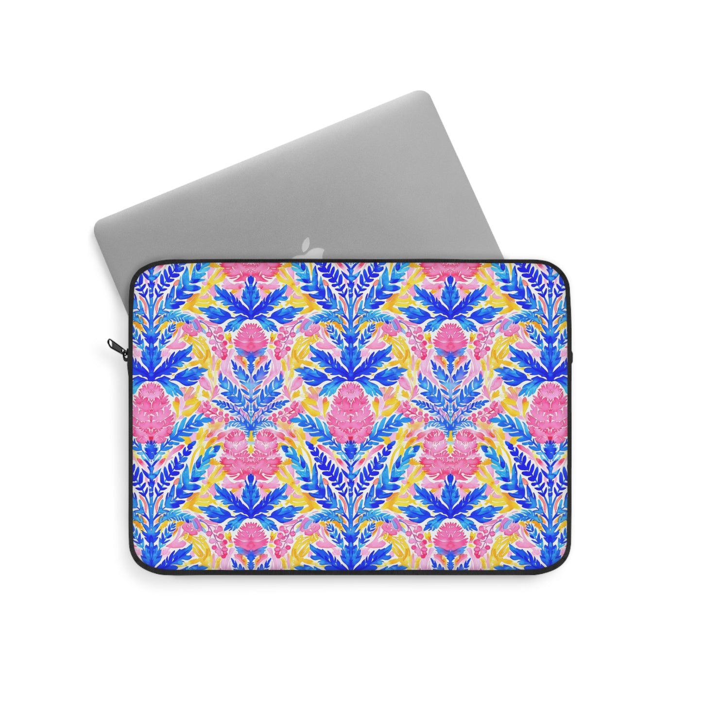 Tropical Watercolor Blooms in Vibrant Pinks and Blues Laptop or Ipad Protective Sleeve 3 Sizes Available