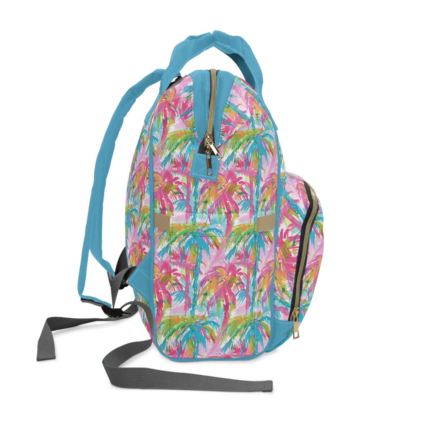 Pastel Paradise: Palm Trees in Soft Blues, Pinks, and Greens Multifunctional Diaper Backpack