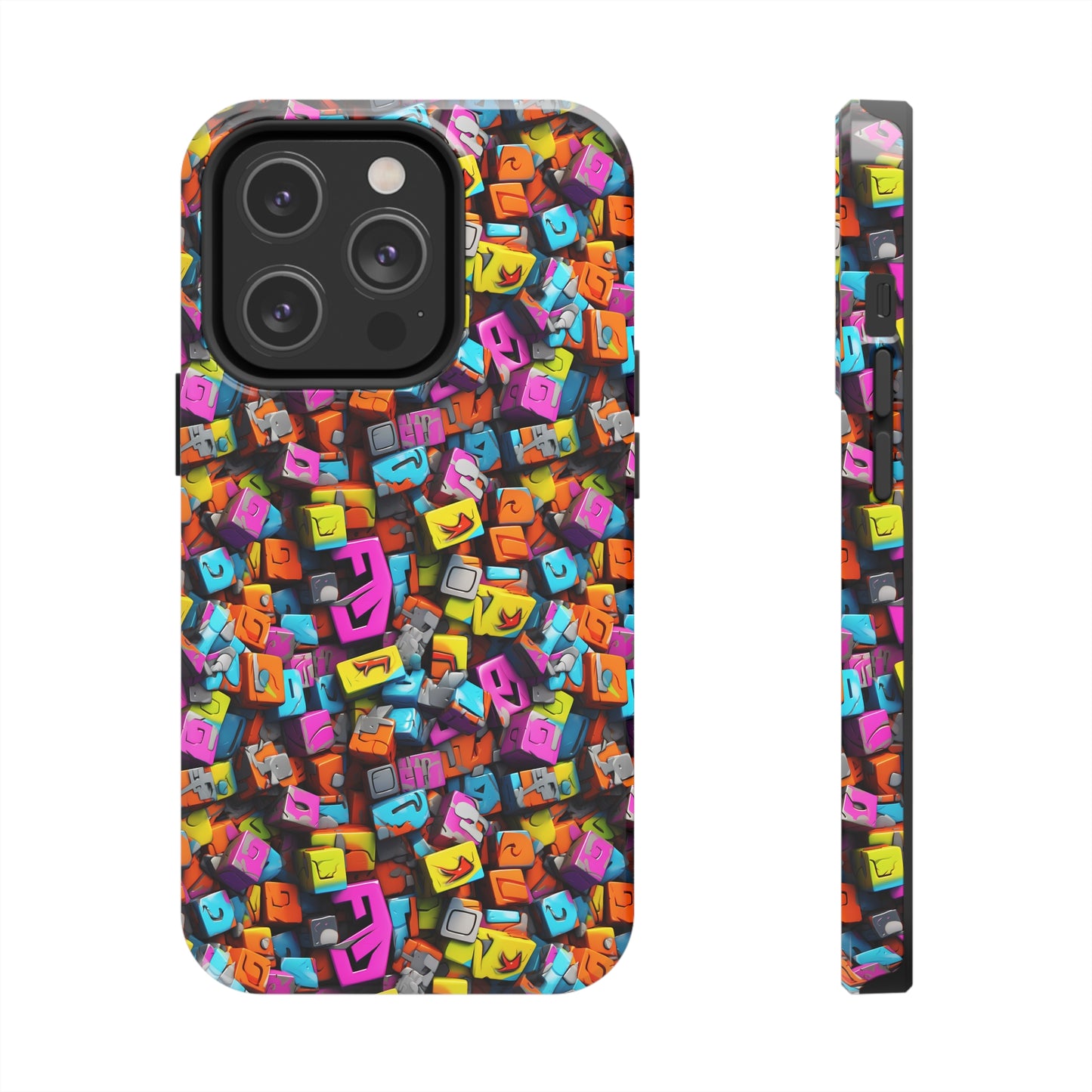 3D Abstract Colorful Block Design Iphone Tough Phone Case