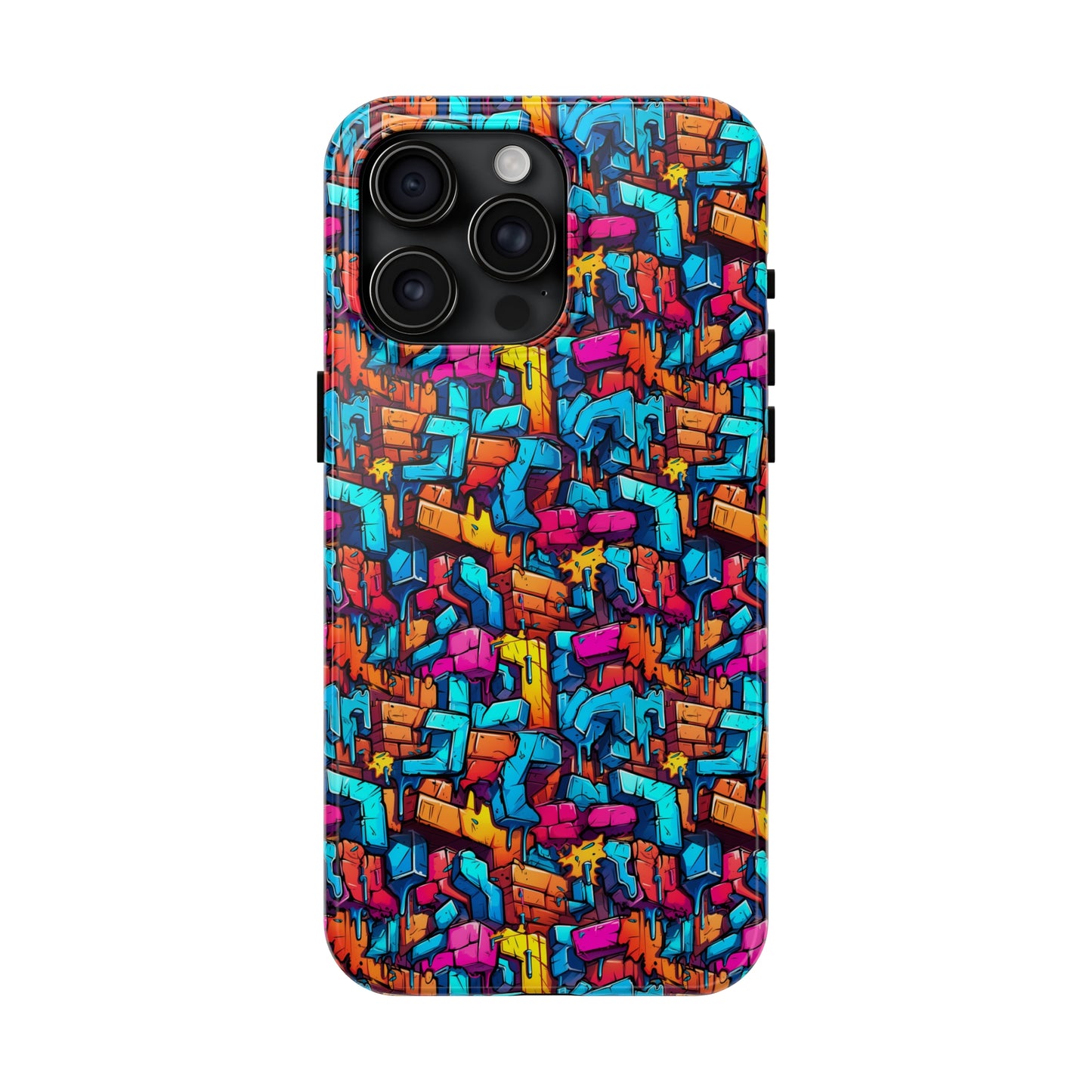 3D Rainbow Colored Graphic Blocks Design Iphone Tough Phone Case