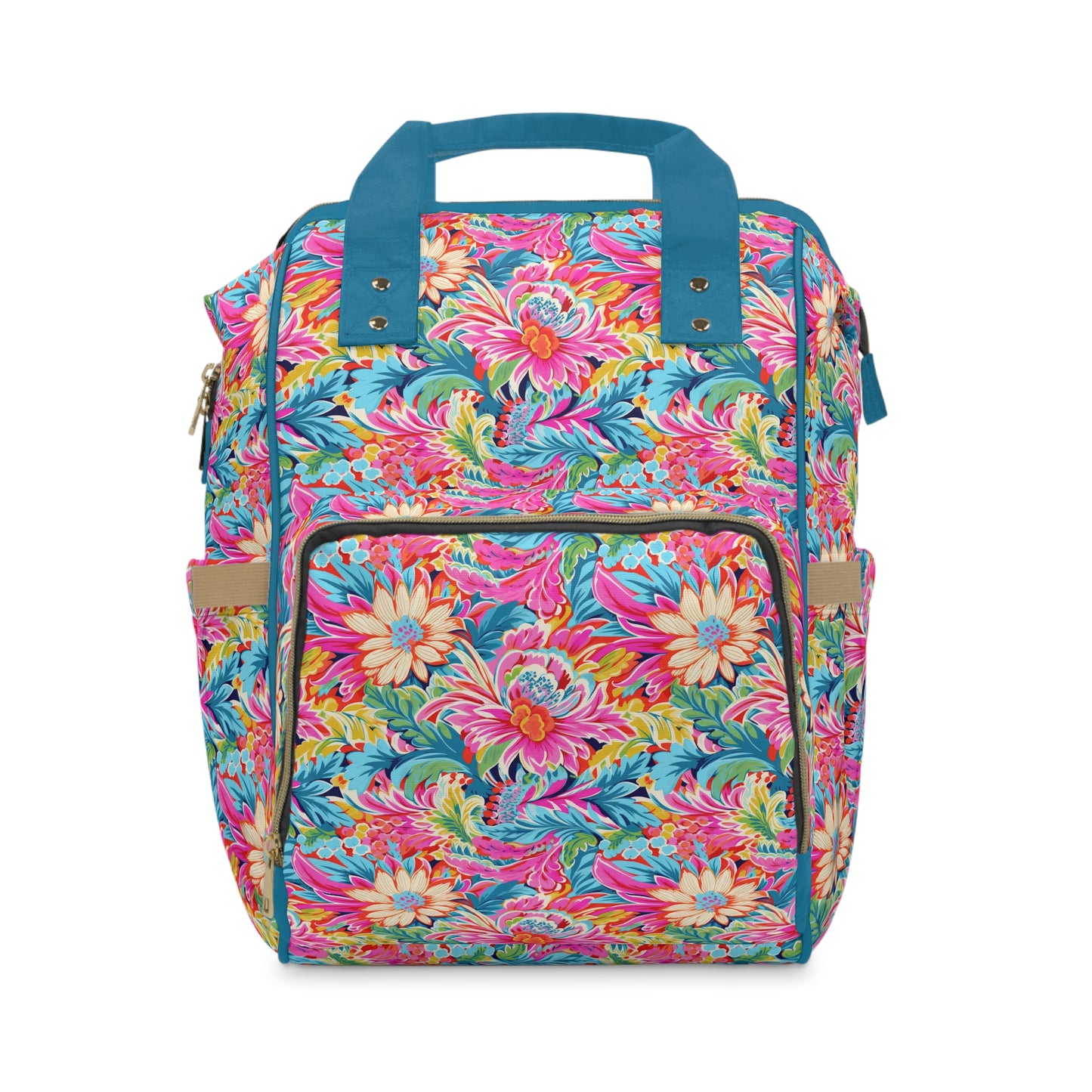 Coastal Summer Blooms: Bright Floral Watercolors in Coastal Hues Multifunctional Diaper Backpack