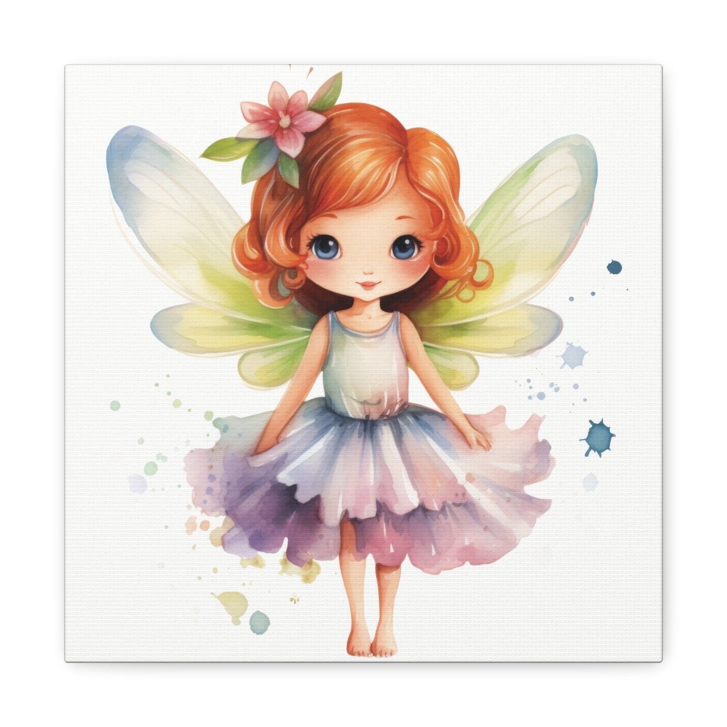 Watercolor Portrait of an Irish Red-Haired Little Girl as a Fairy Ballerina on Canvas Gallery - 5 Sizes