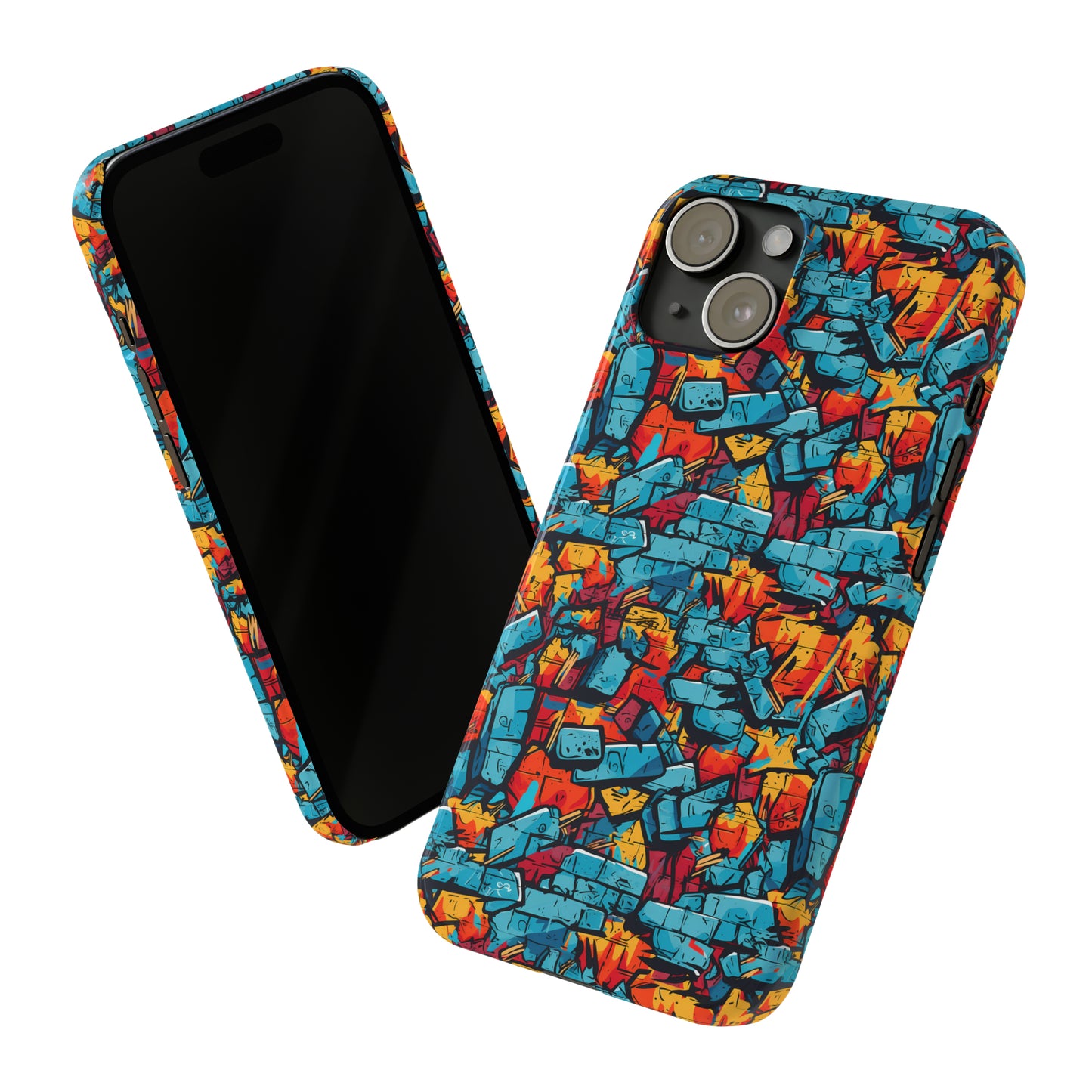 3D Brick Wall Graffiti Design Iphone 15-12 Slim Phone Case