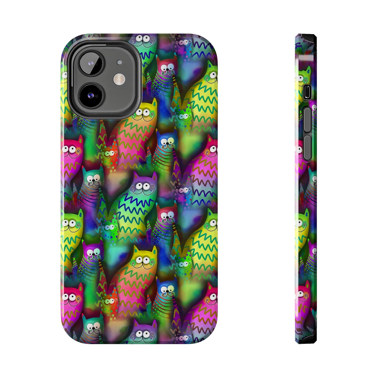 Neon Rainbow Cartoon Cats Iphone Tough Phone Case