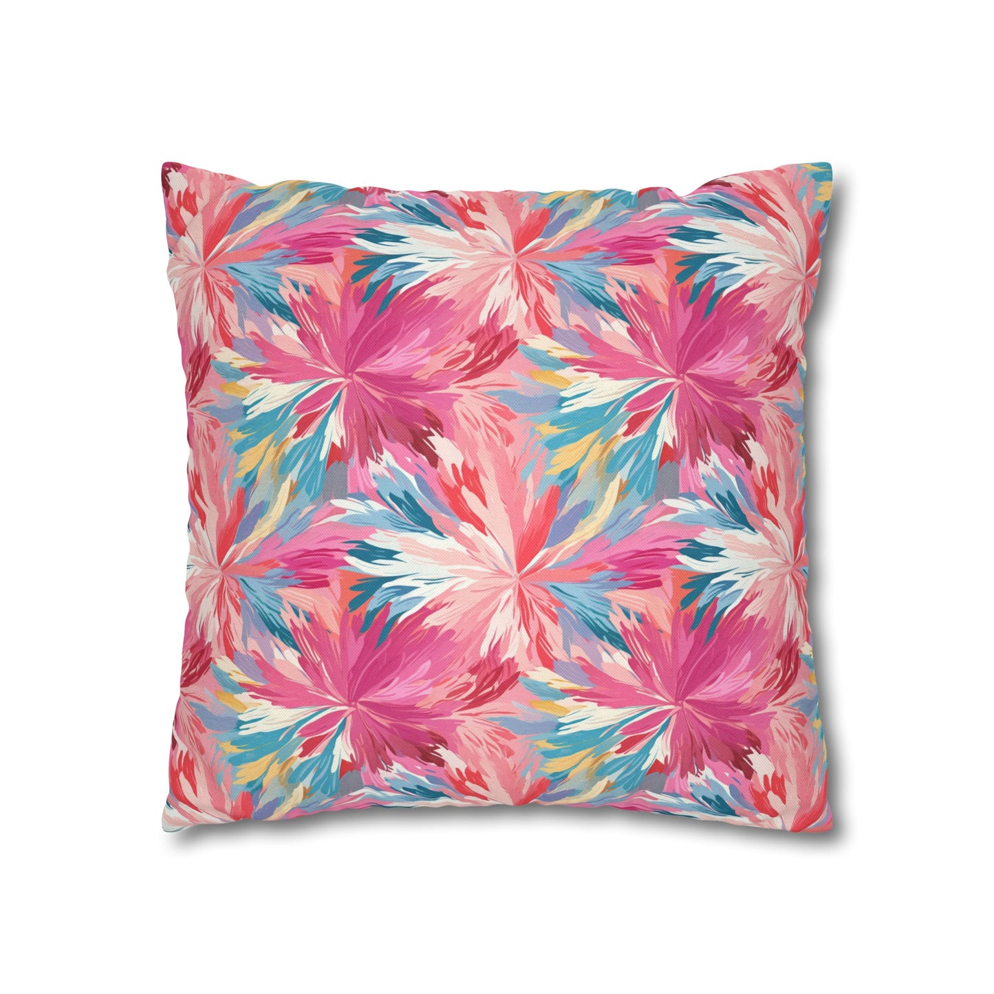 Whispering Sunset: Muted Pinks, Blues, and Gold Watercolor Flowers Spun Polyester Square Pillowcase 4 Sizes