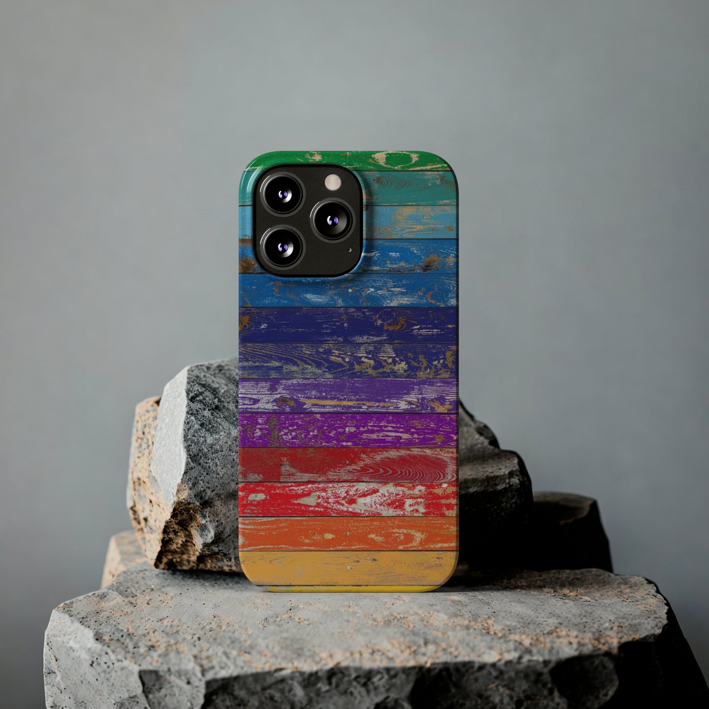 Rainbow Wood Planks Iphone 15-12 Slim Phone Case