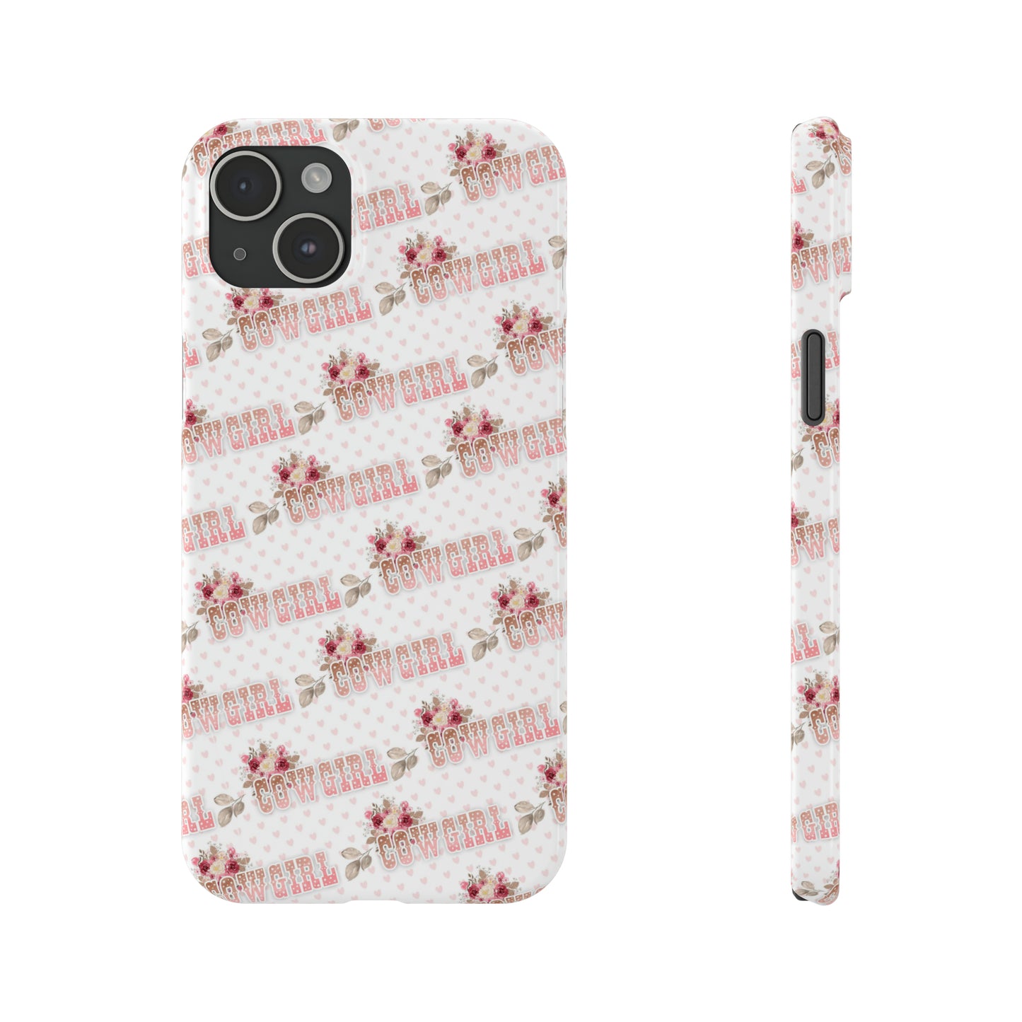 Pink Cowgirl and Flowers Iphone 15-12 Slim Phone Case