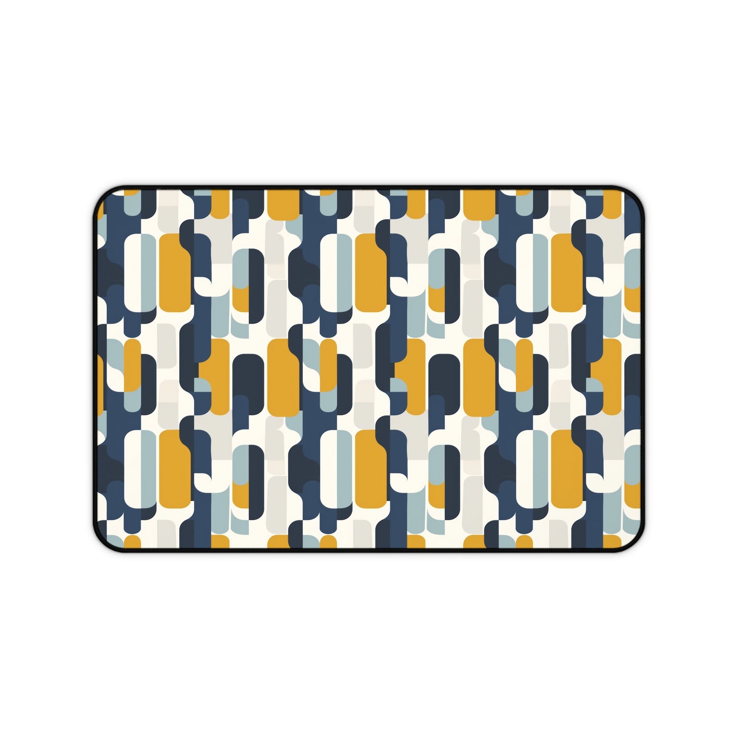 Modern Retro with Bold Geometric Pattern in Mustard and Navy Extended Gaming Mouse Pad  Desk Mat  - 3 Sizes