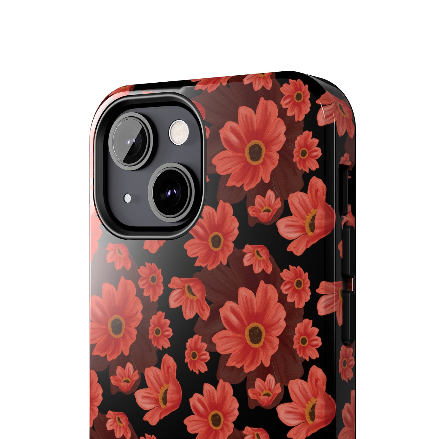 Large Red Flower Design Iphone Tough Phone Case