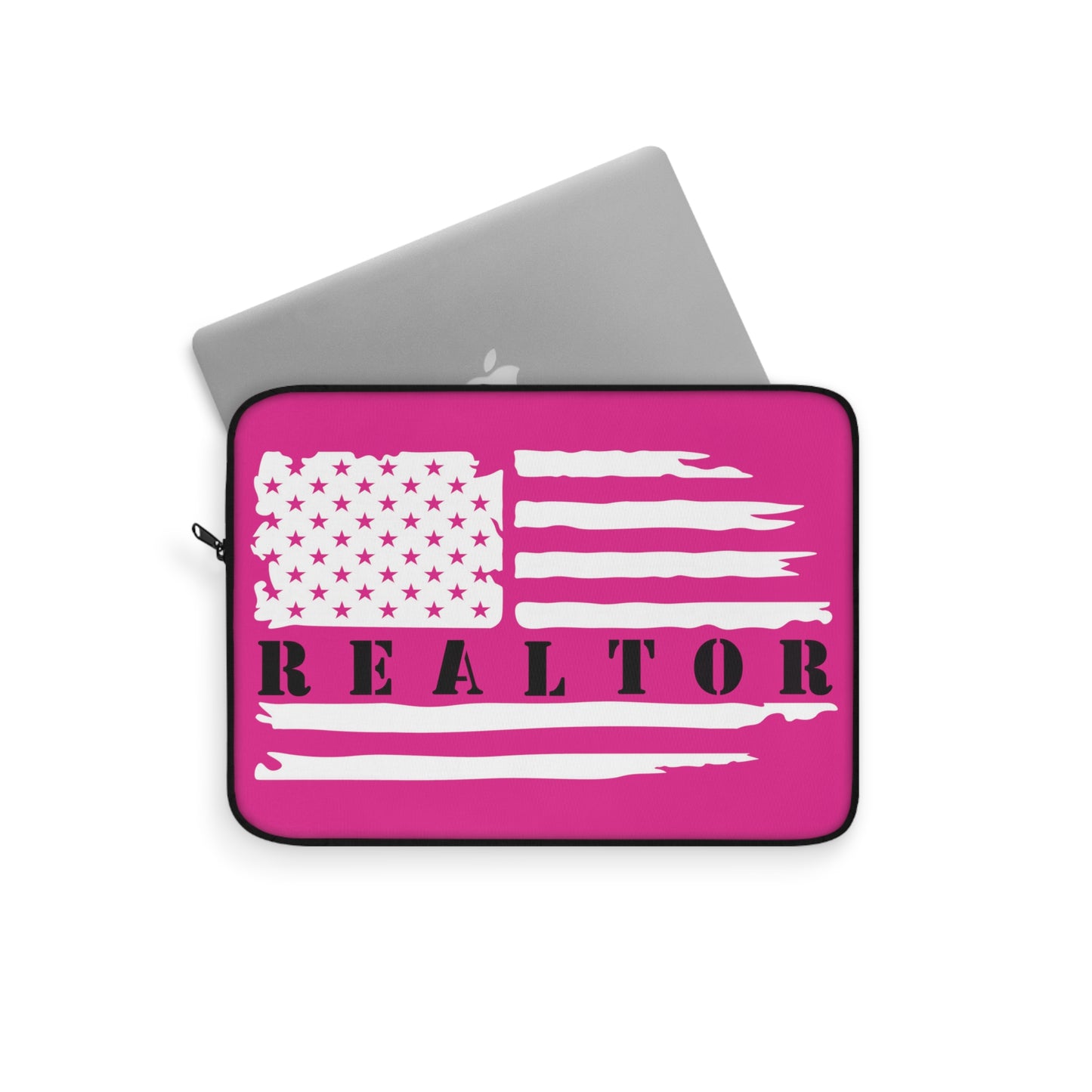 American Flag & Realtor Pink & Black Laptop or Ipad Protective Sleeve 3 Sizes