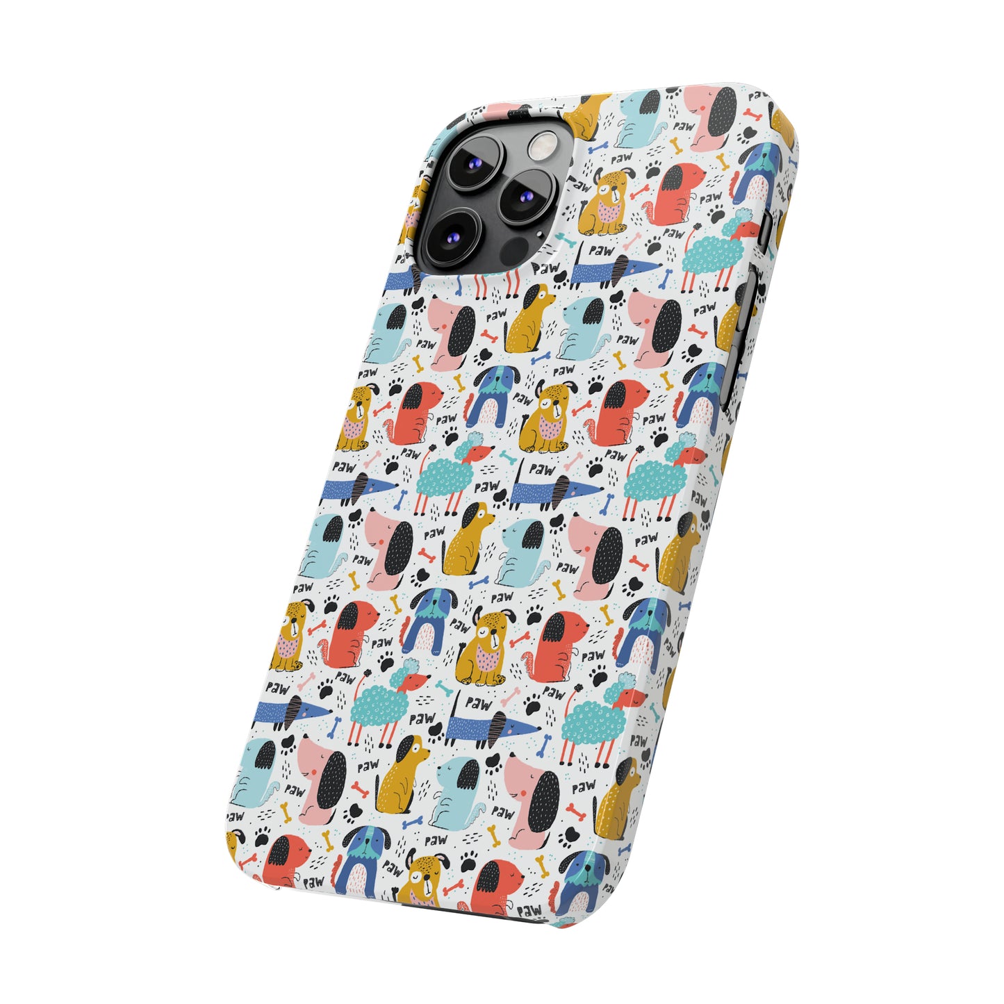 Playful Pups: Colorful Cartoon Dogs Iphone 15-12 Slim Phone Case