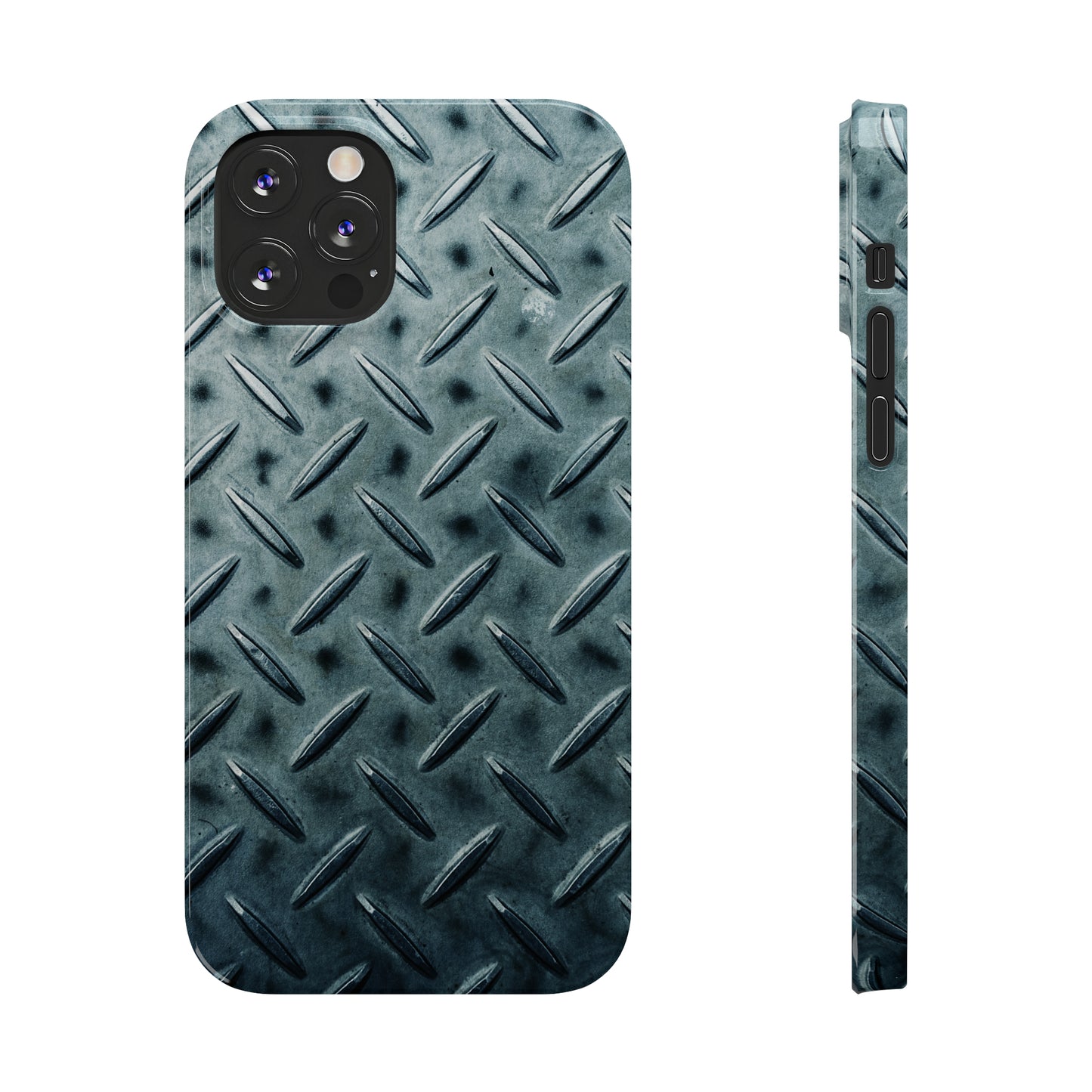 Blue Steel Diamond Plate Design Iphone 15-12 Slim Phone Case