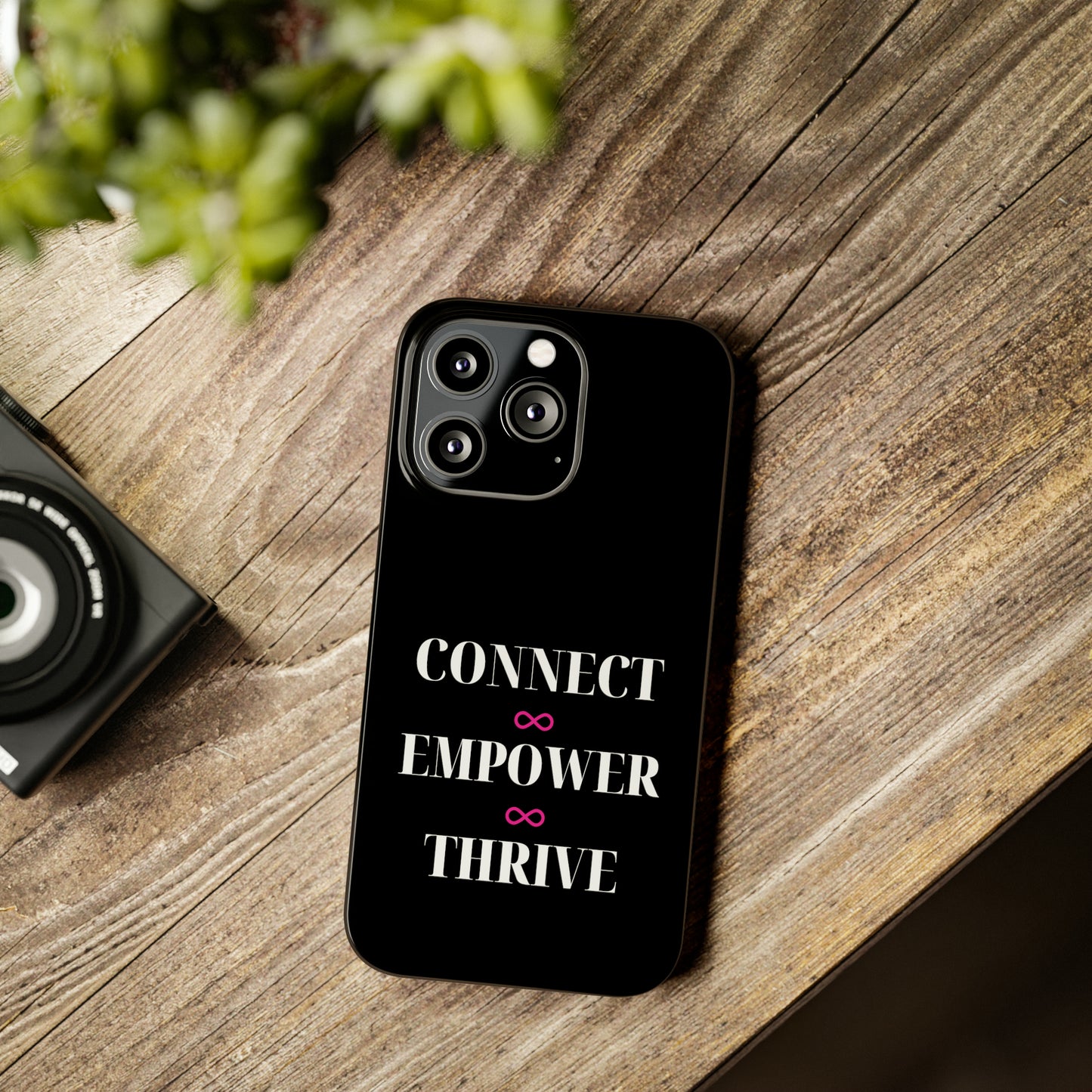 Black - Connect - Empower - Iphone 15-12 Slim Phone Case