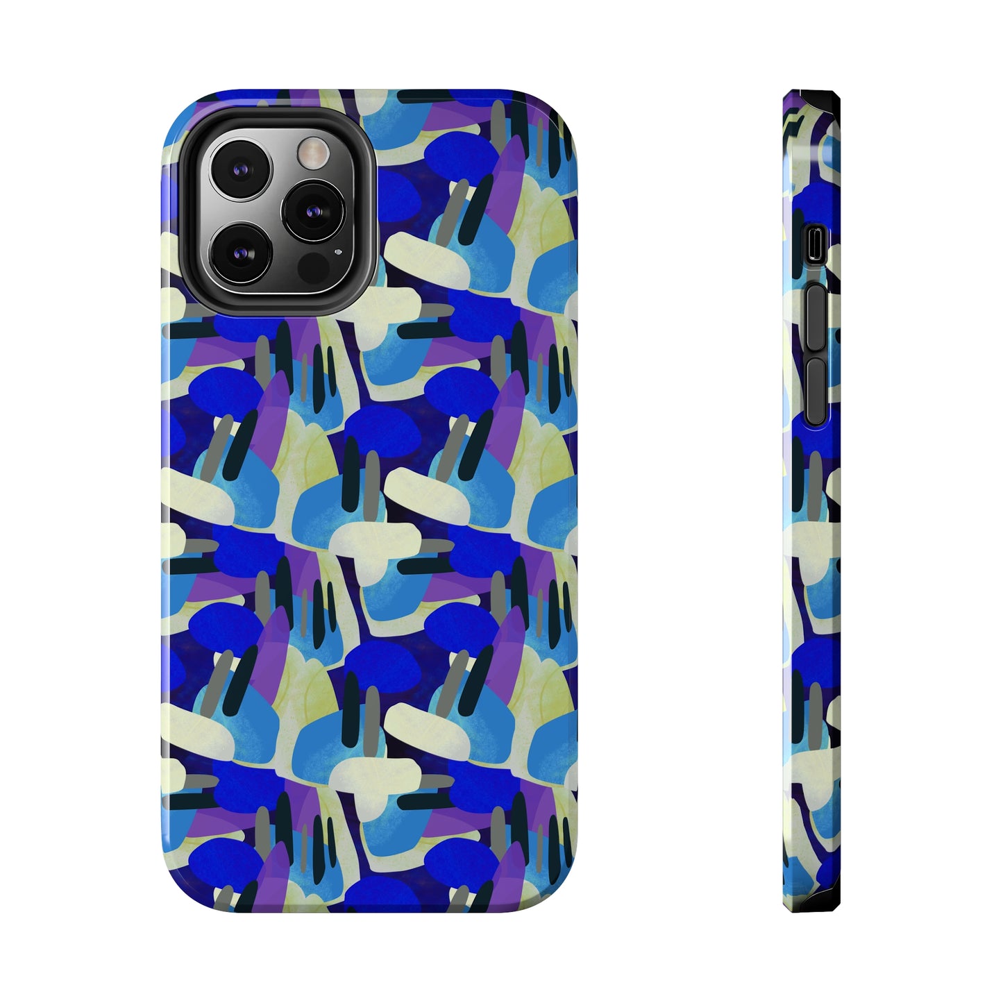 Blue, Purple and Green Abstract Design Iphone Tough Phone Case