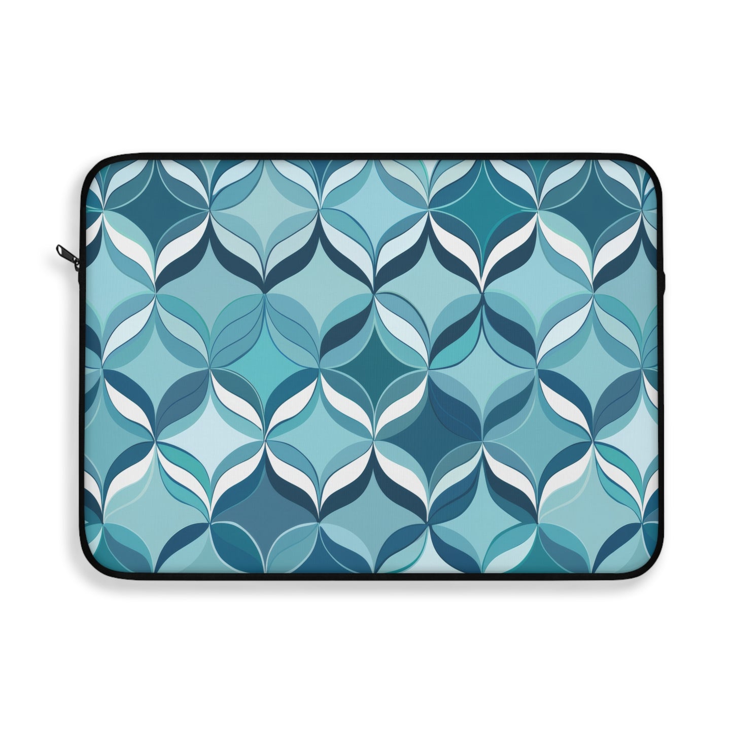 Modern Chic Aqua and Cream Geometric Pattern Laptop or Ipad Protective Sleeve 3 Sizes Available