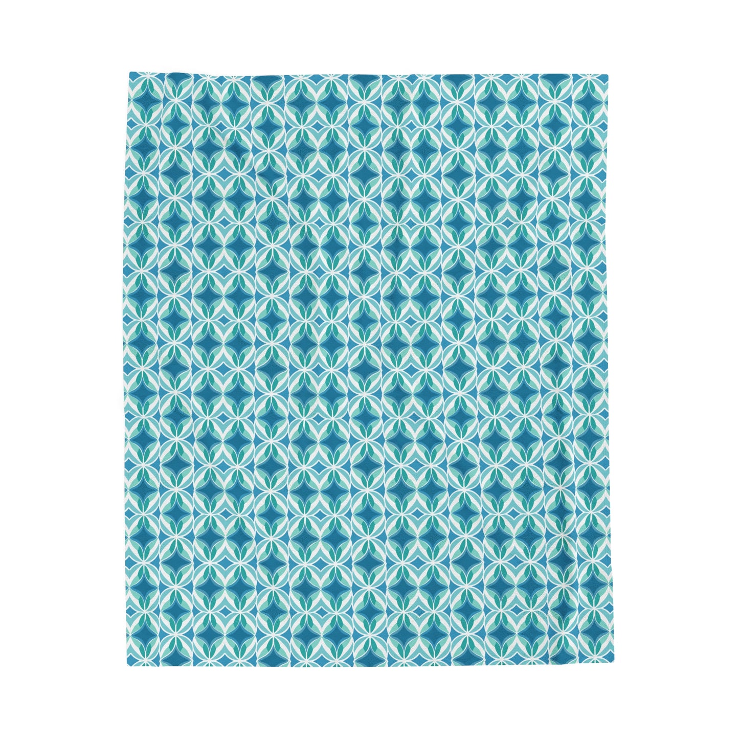 Retro Abstract Blue, Teal, and Aqua Pattern Velveteen Plush Blanket 3 Sizes