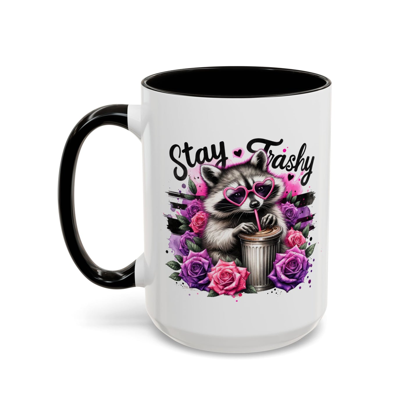 Stay Trashy Raccoon, Cute Funny Raccoon Colorful Mugs Sizes are 11oz or 15oz