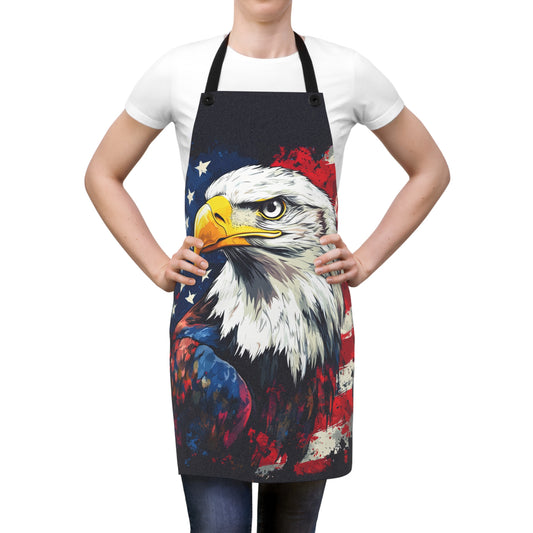 Majestic Eagle American Against a Vivid Flag Backdrop Kitchen Chef Apron